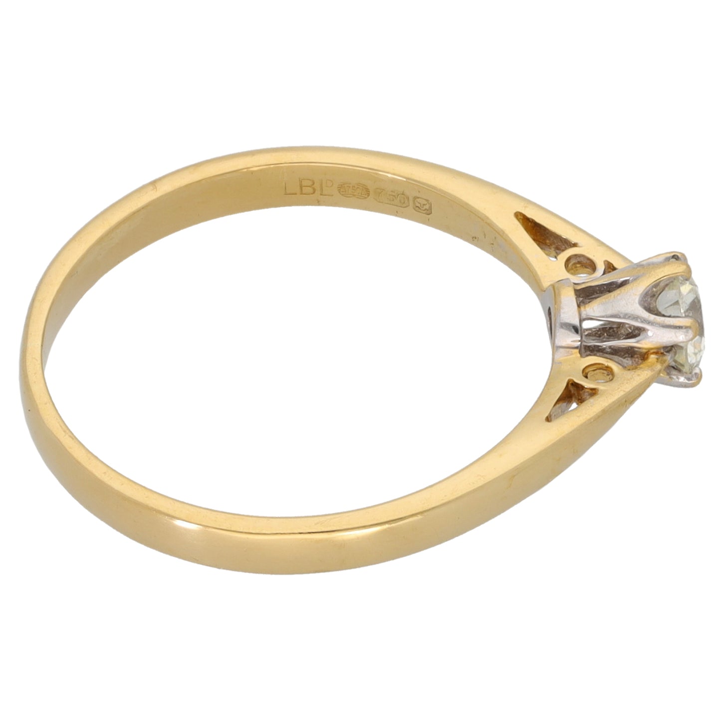 18ct Gold 0.25ct Round Diamond Solitaire Ring Size M