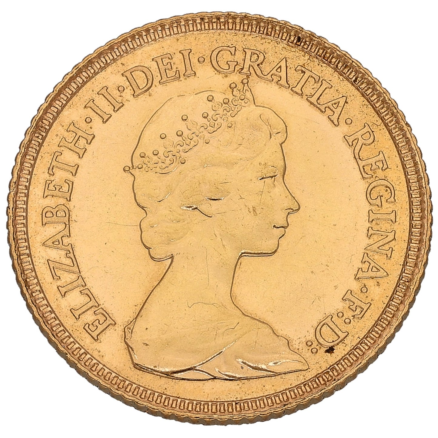 22ct Gold Queen Elizabeth Half Sovereign Coin 1982