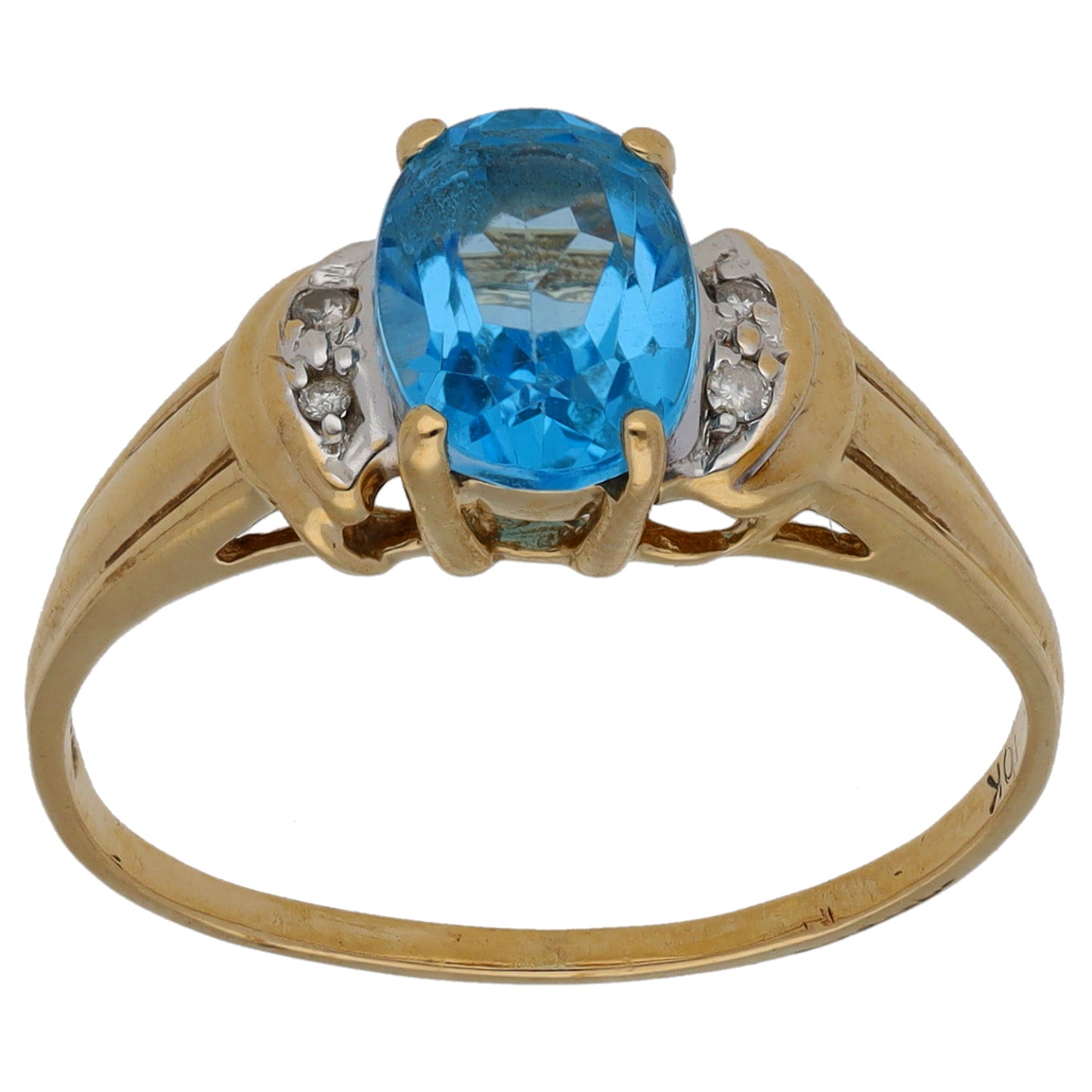 9ct Gold 0.02ct Diamond & Topaz Dress/Cocktail Ring Size Q