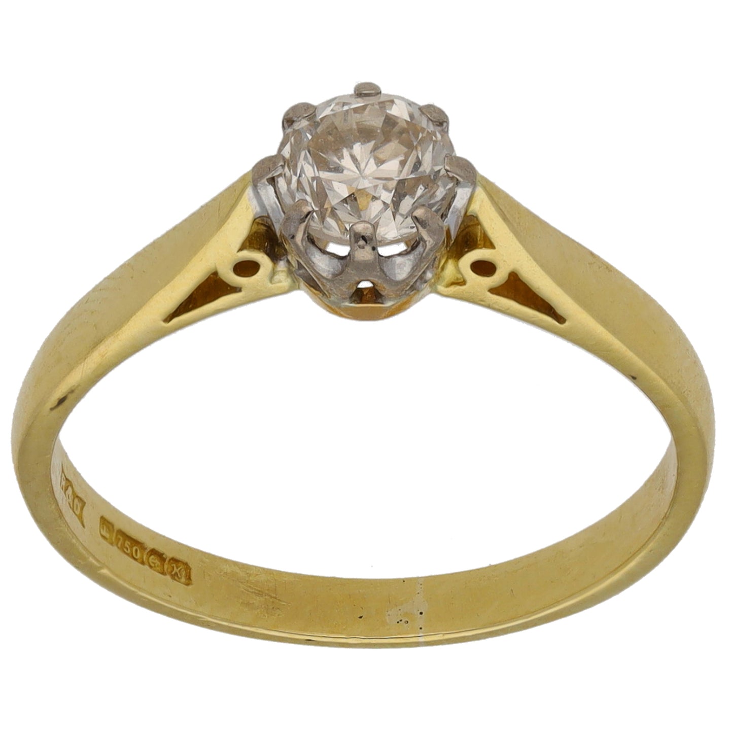 18ct Gold 0.45ct Diamond Solitaire Ring Size M