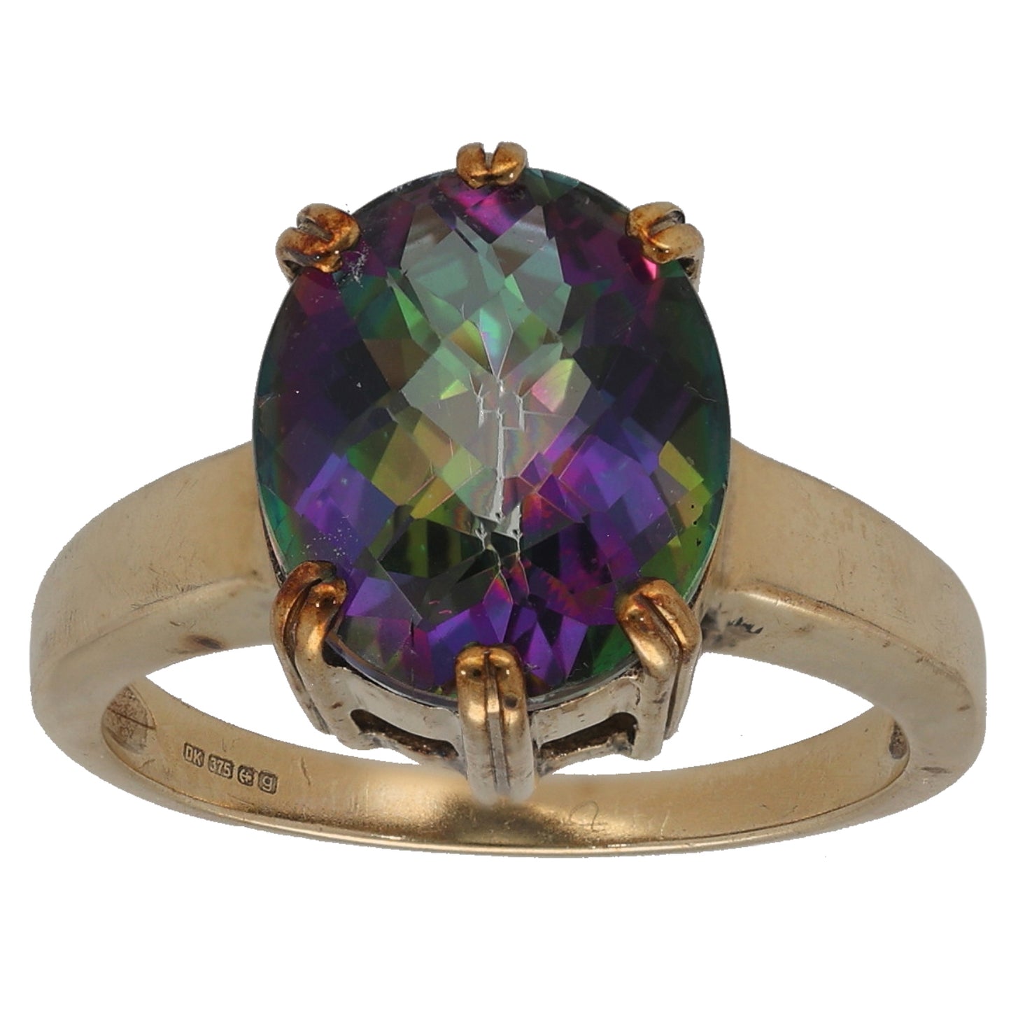 9ct Gold Coated Topaz Single Stone Ring Size N