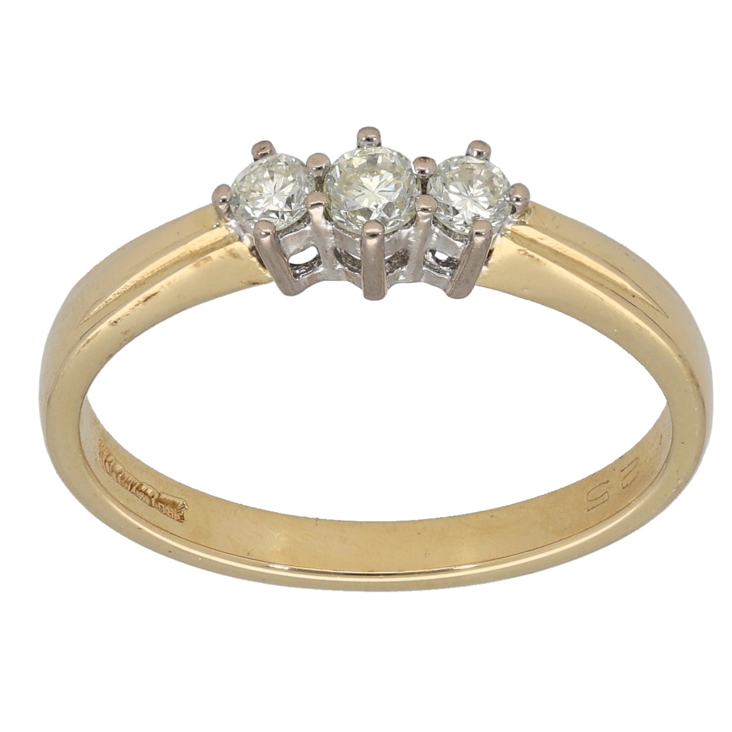 18ct Gold 0.25ct Diamond Trilogy Ring Size P