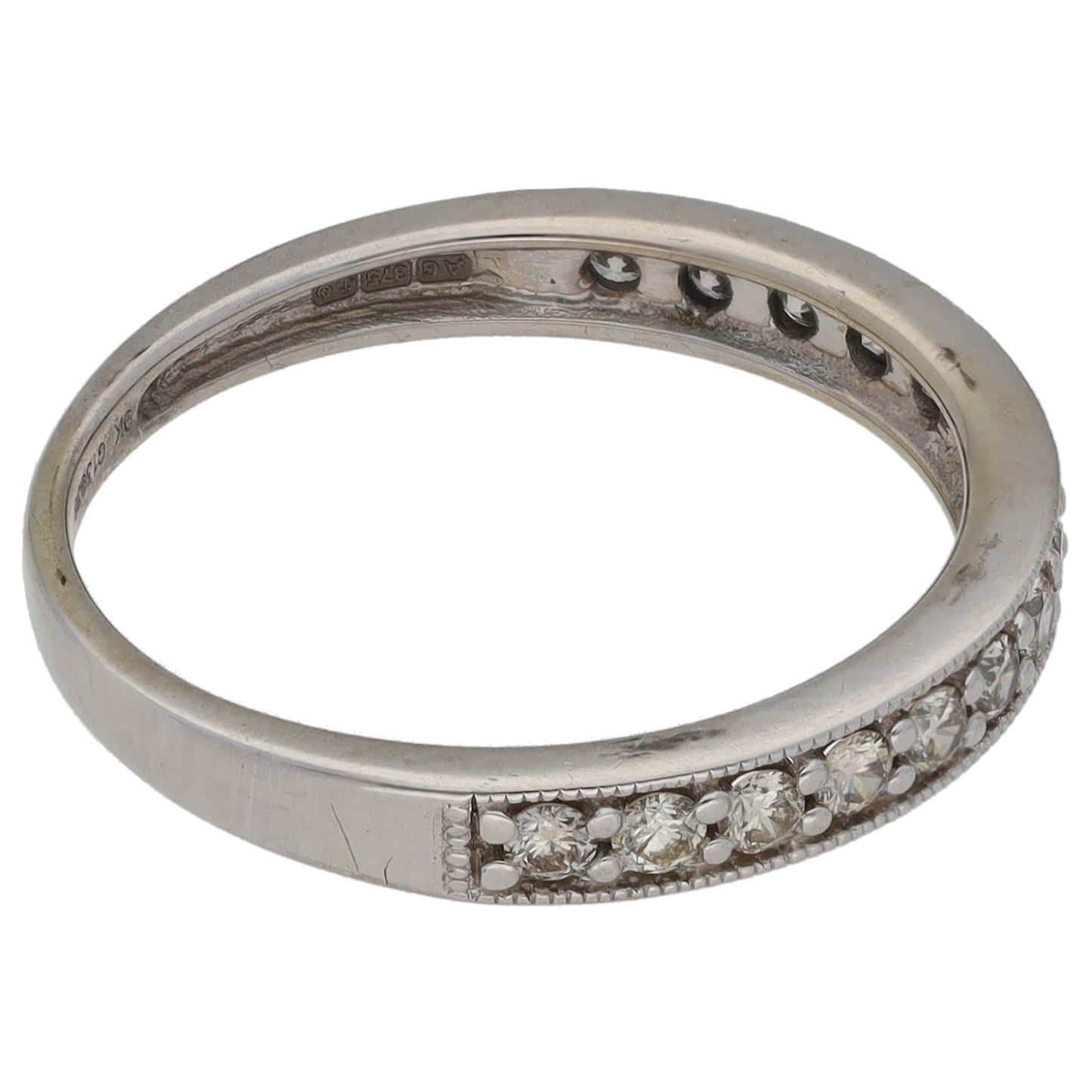 9ct White Gold 0.45ct Diamond Half Eternity Ring Size N
