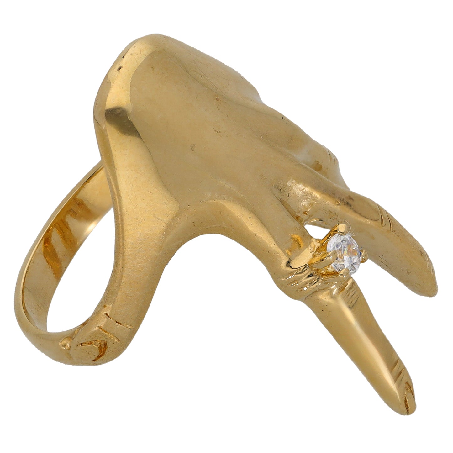 9ct Gold Cubic Zirconia Hand Ring Size Q