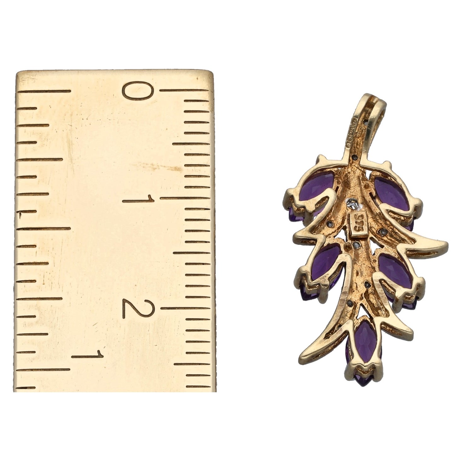 9ct Gold Amethyst & 0.045ct Diamond Dress/Cocktail Pendant
