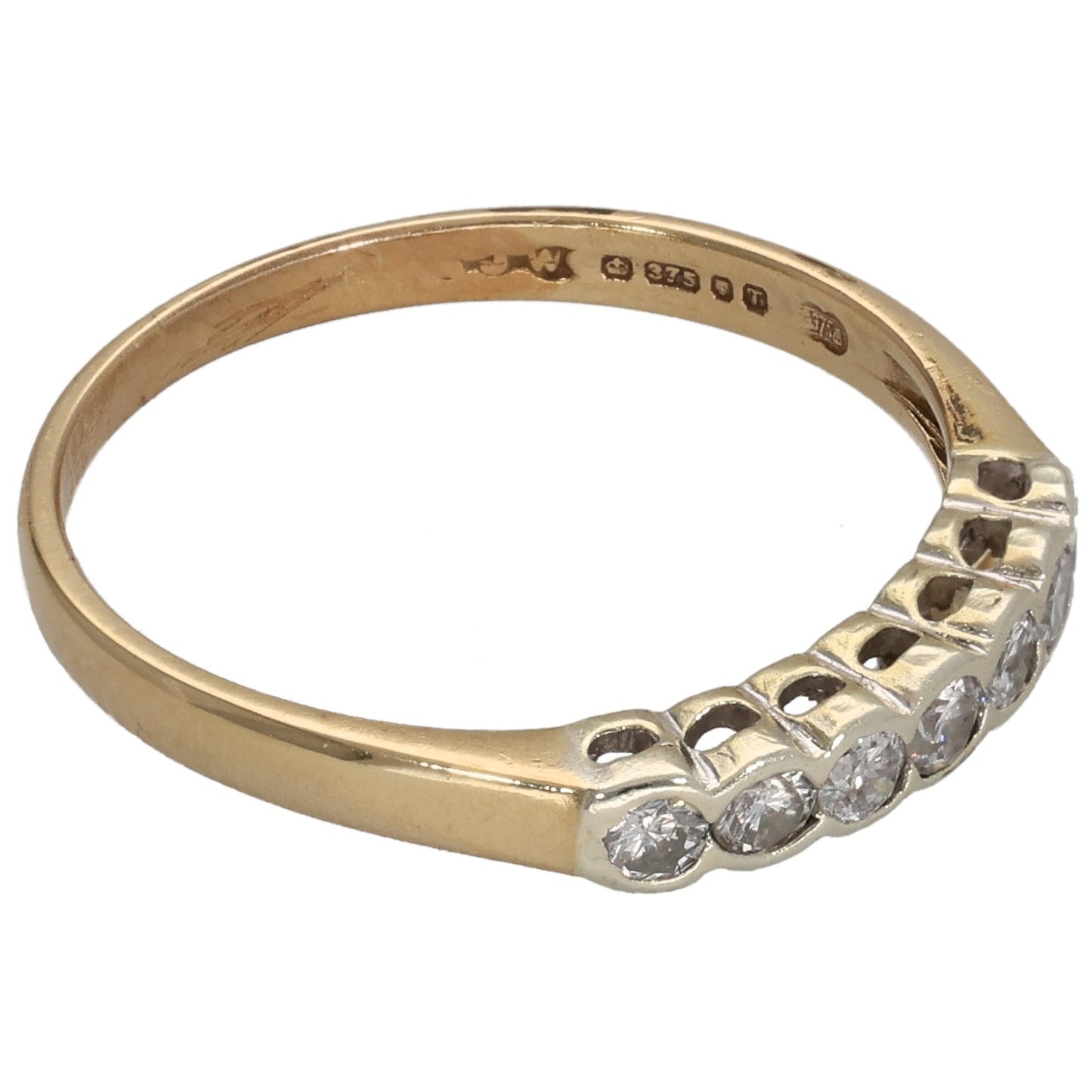 9ct Gold 0.14ct Diamond Half Eternity Ring Size M