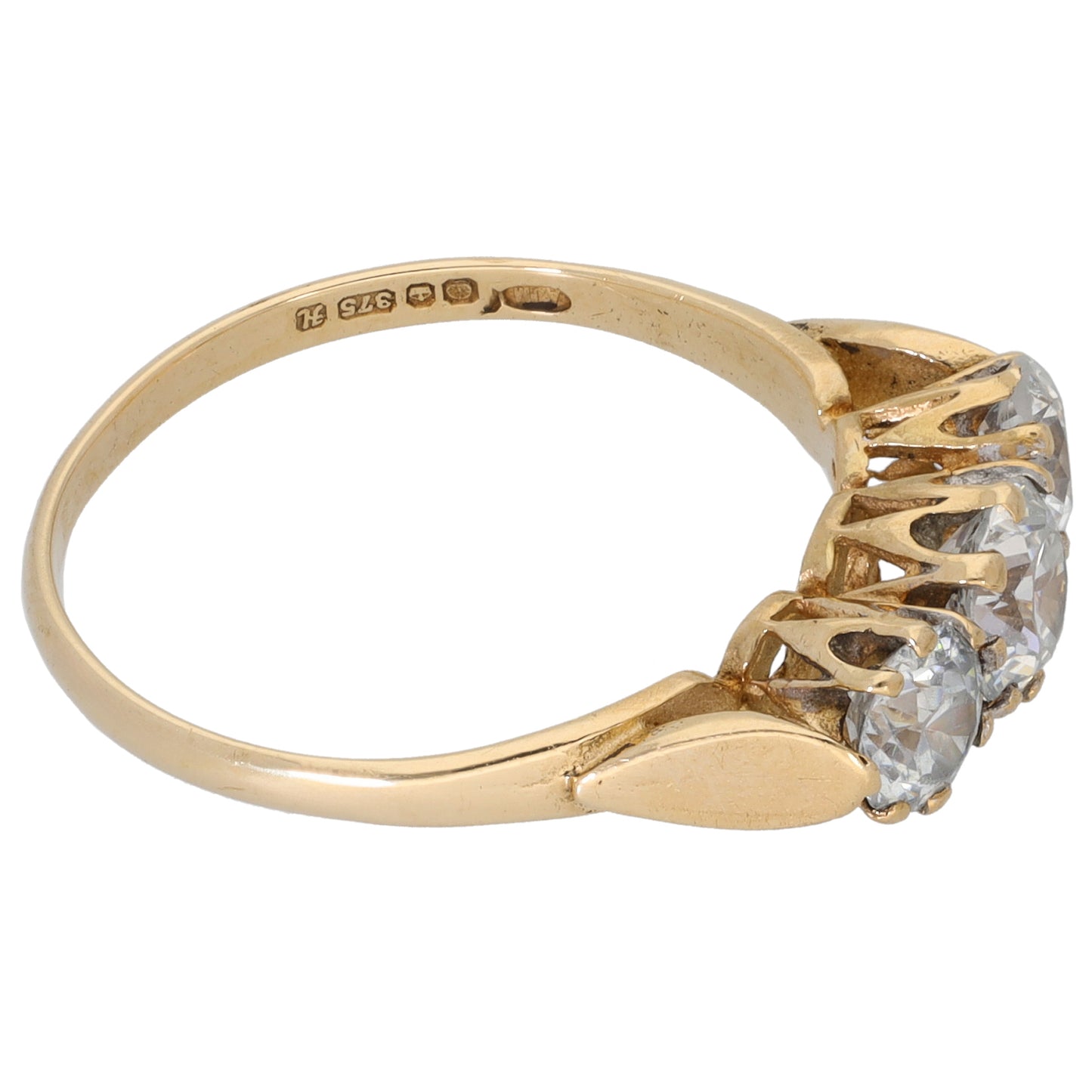 9ct Gold Cubic Zirconia Trilogy Ring Size O