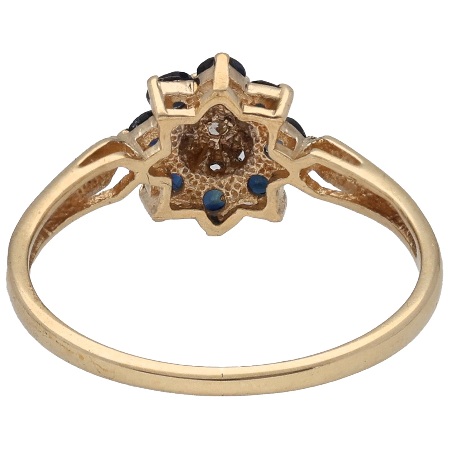9ct Gold Sapphire & 0.01ct Diamond Cluster Ring Size L