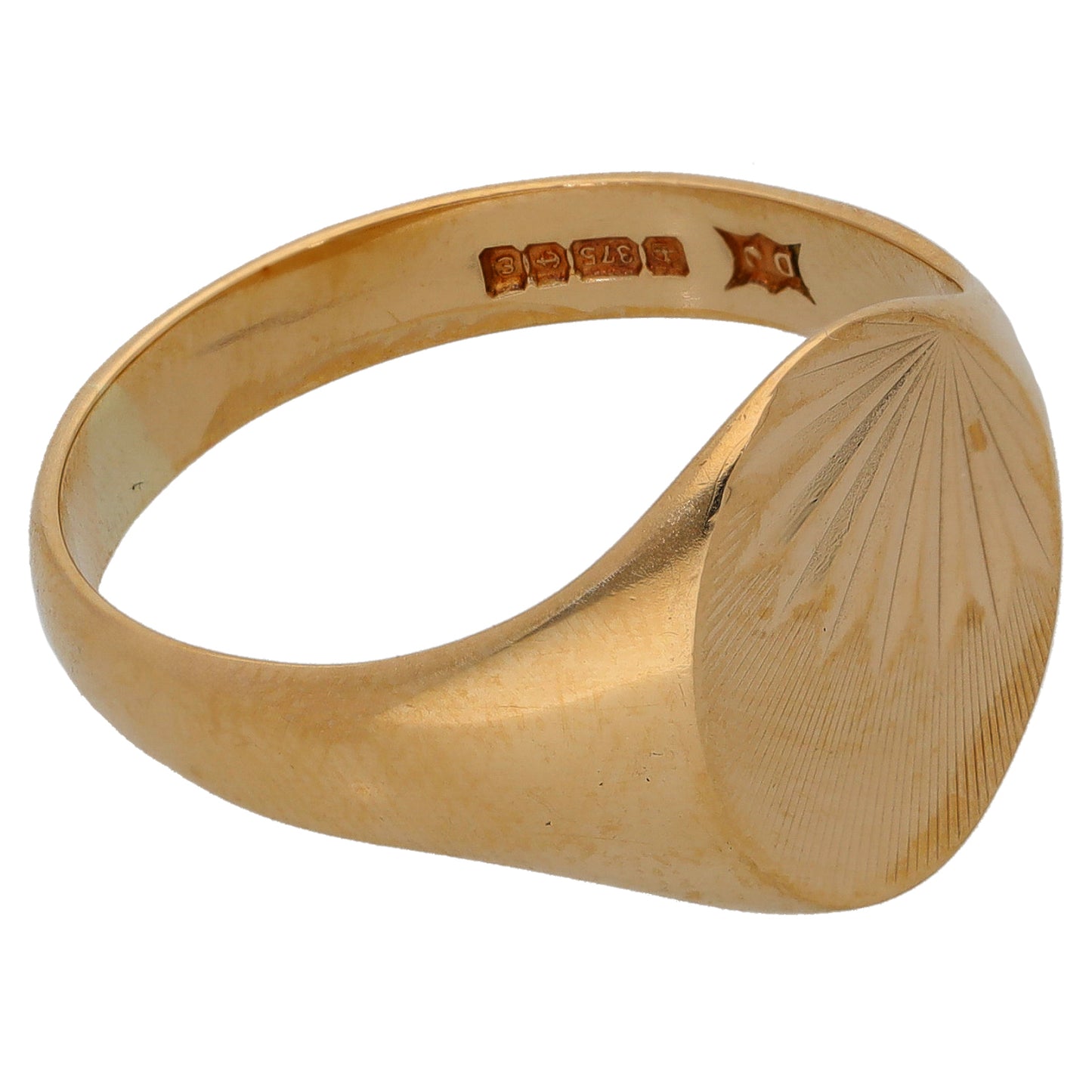 9ct Gold Patterned Signet Ring Size T