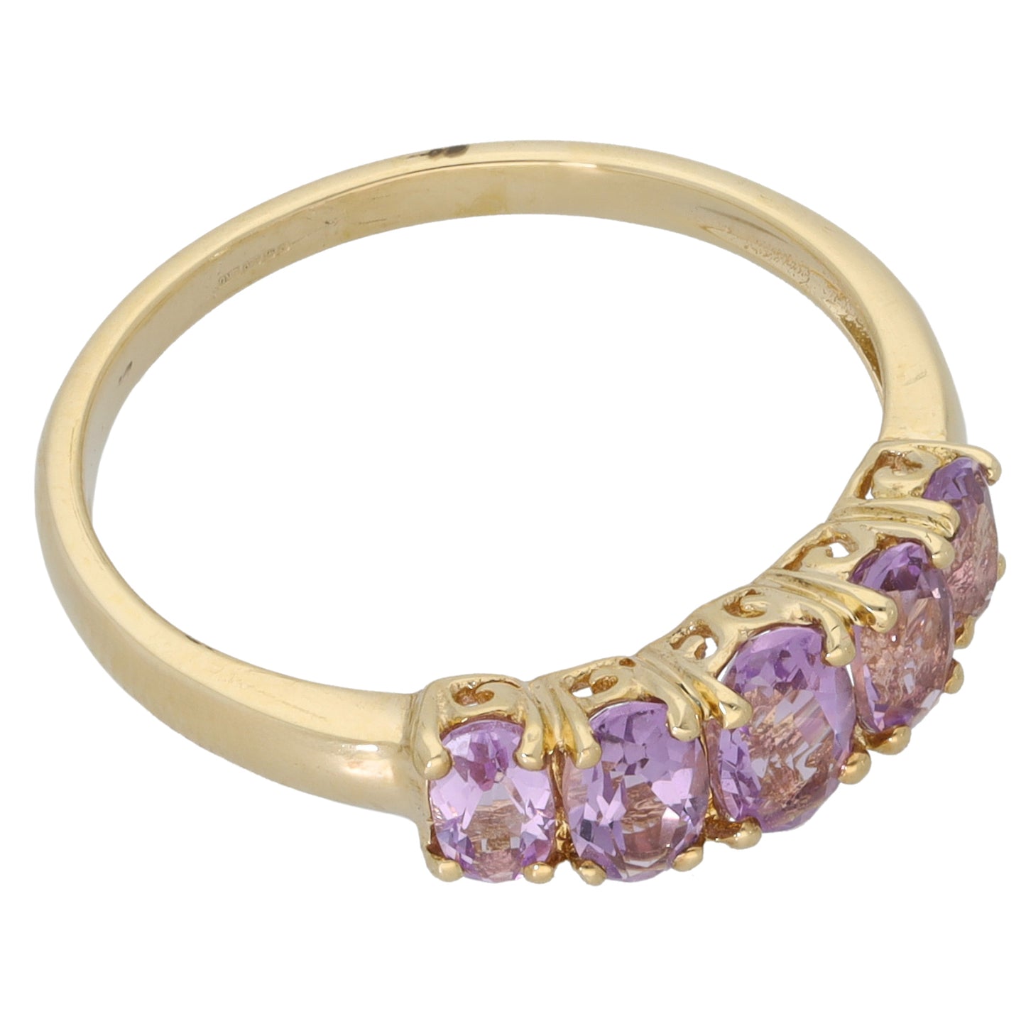 9ct Gold Amethyst Half Eternity Ring Size U
