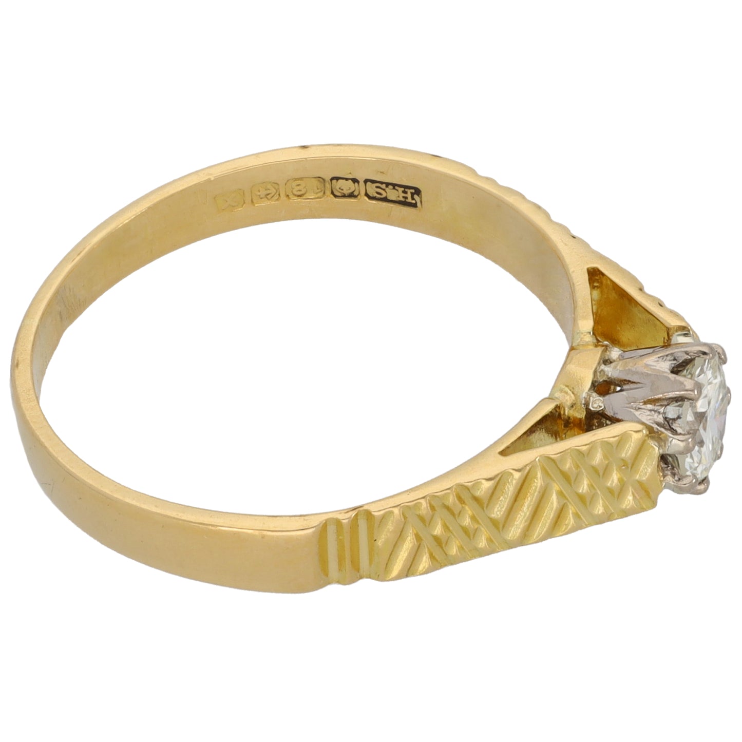 18ct Gold 0.33ct Diamond Solitaire Ring Size O