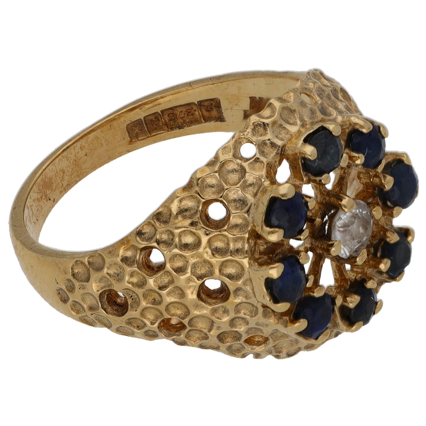 9ct Gold Sapphire & Imitation Dress/Cocktail Ring Size M