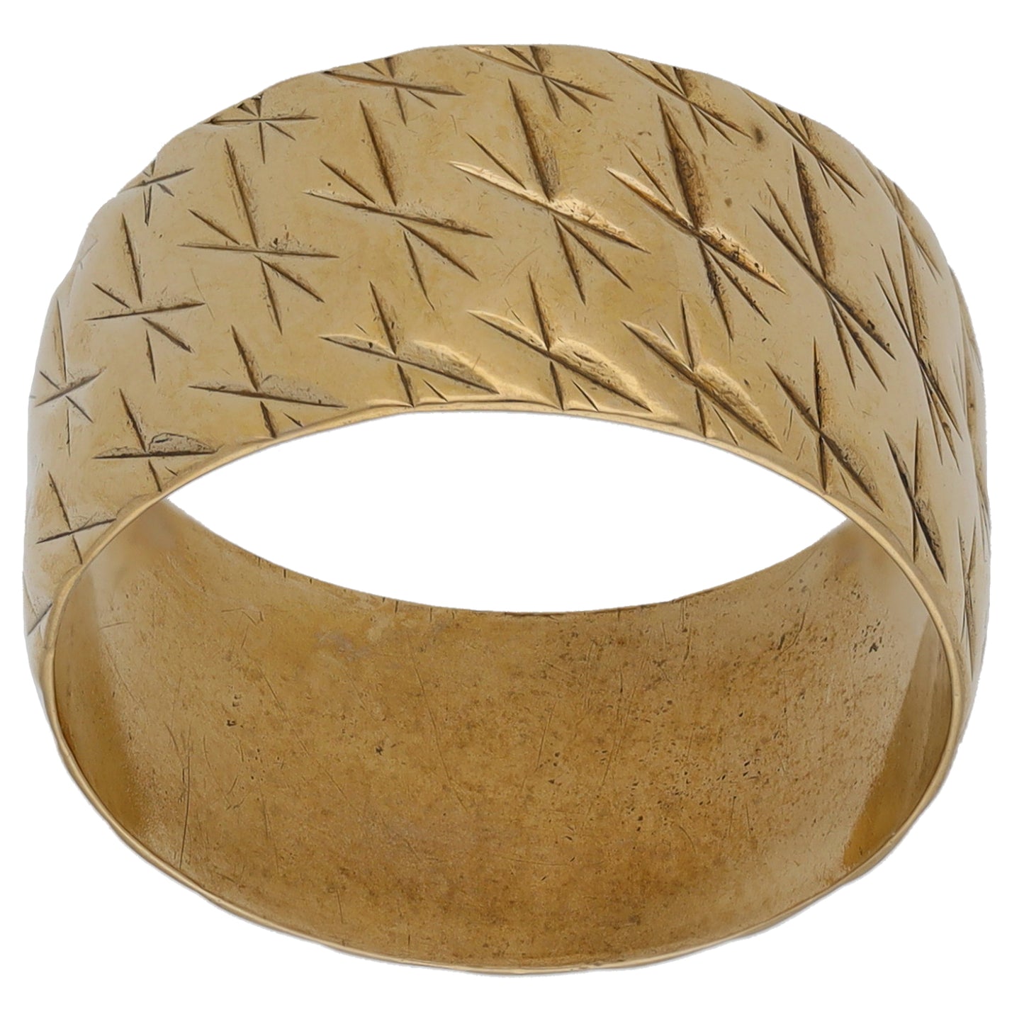 9ct Gold Patterned Wedding Ring Size P