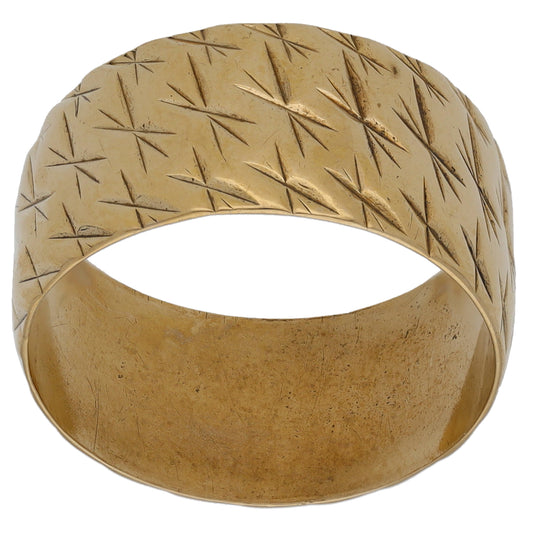 9ct Gold Patterned Wedding Ring Size P