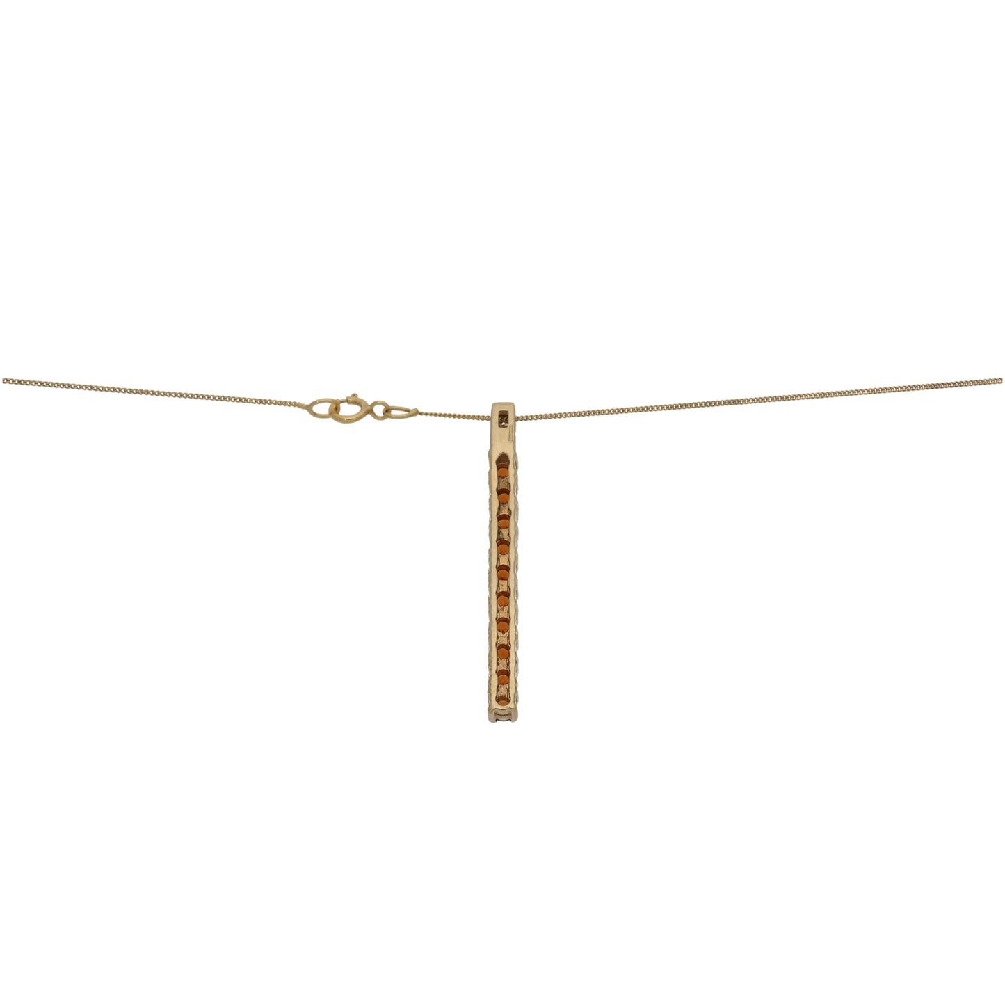 9ct Gold Garnet & Imitation Dress/Cocktail Pendant With Chain