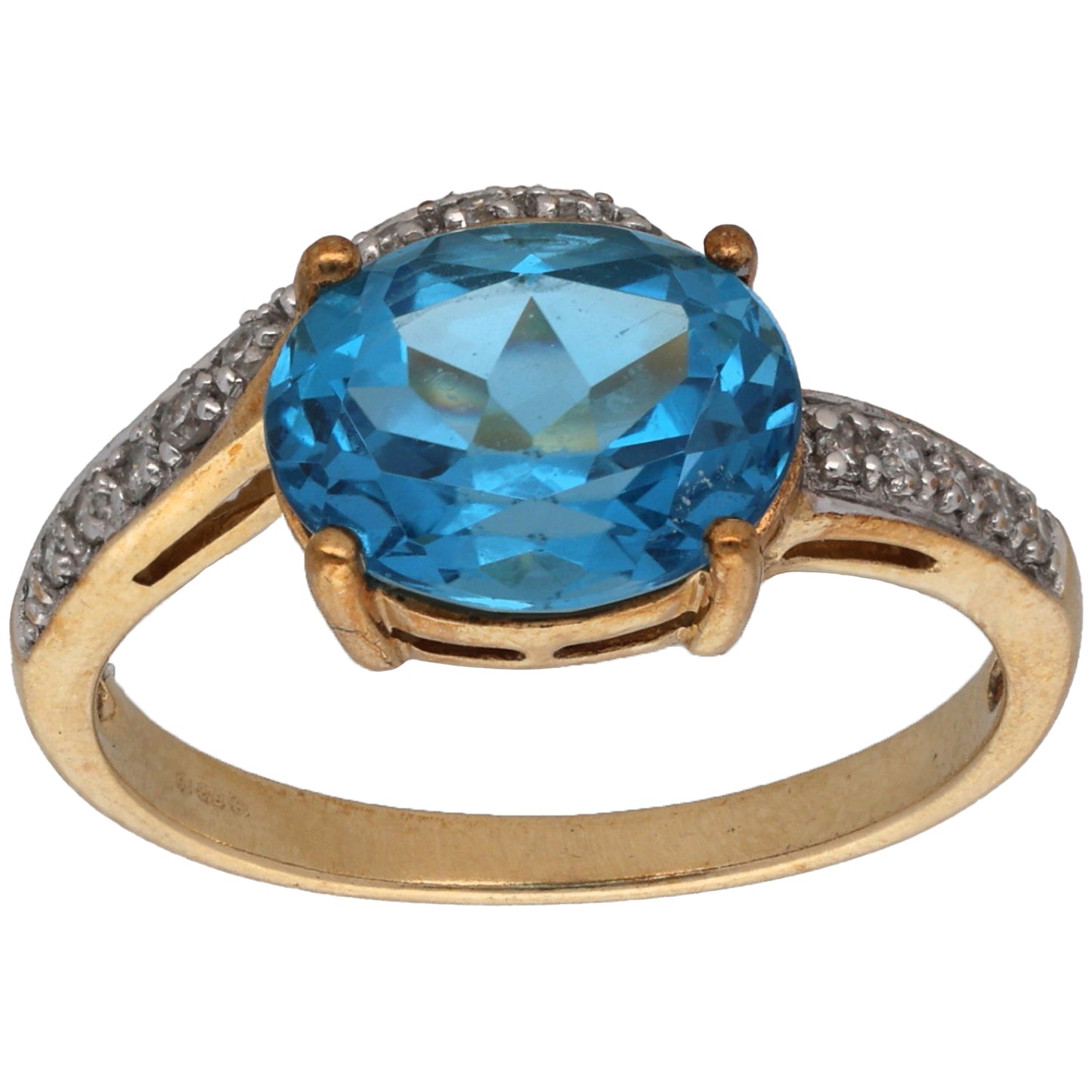 9ct Gold Topaz & 0.075ct Diamond Dress/Cocktail Ring Size N