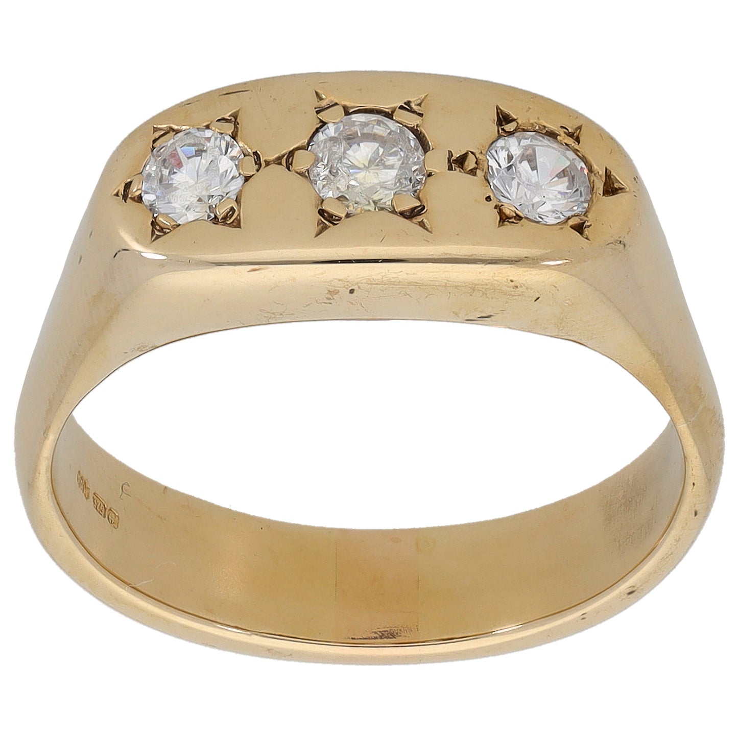 9ct Gold Cubic Zirconia Three Stone Ring Size W