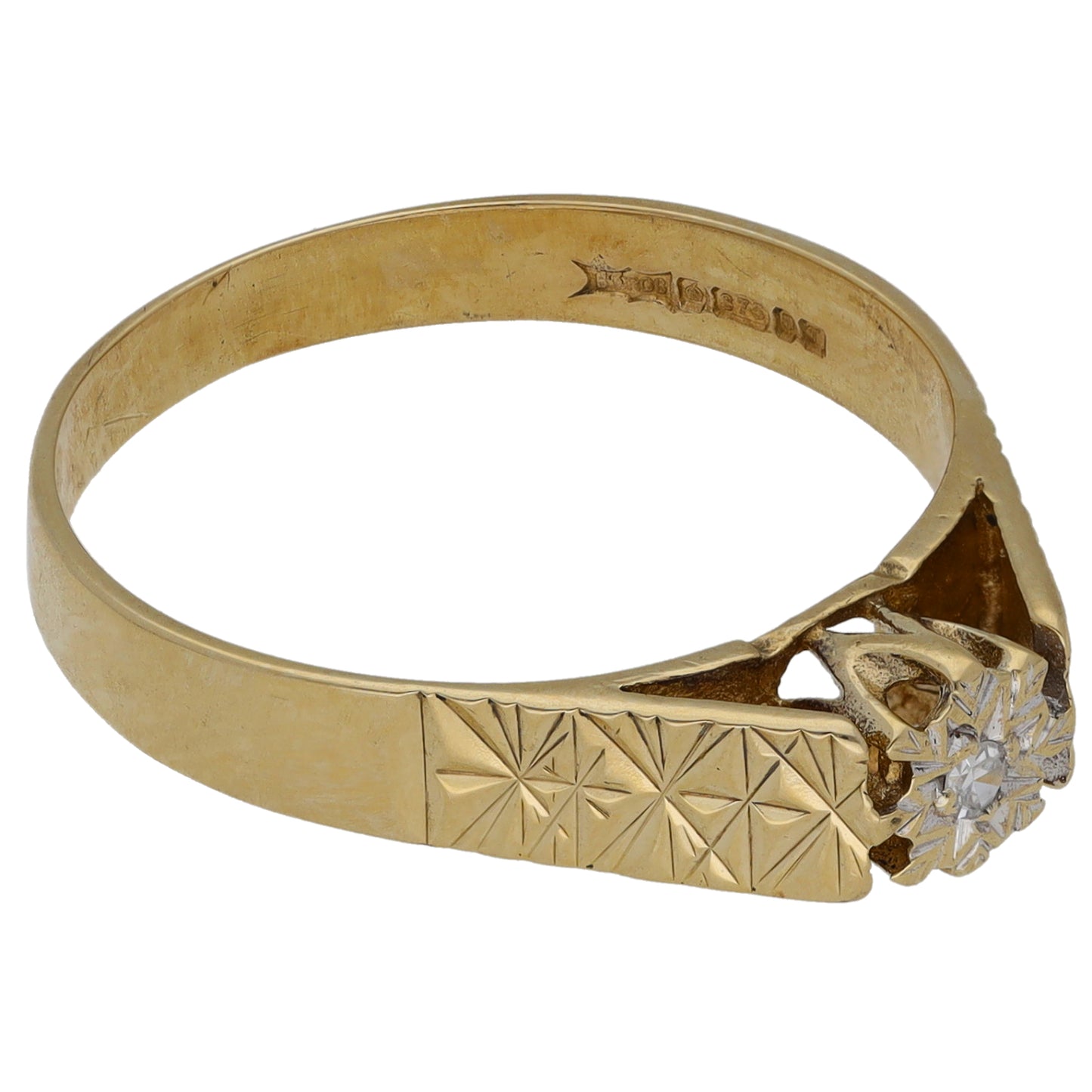 9ct Gold 0.02ct Diamond Solitaire Ring Size Q
