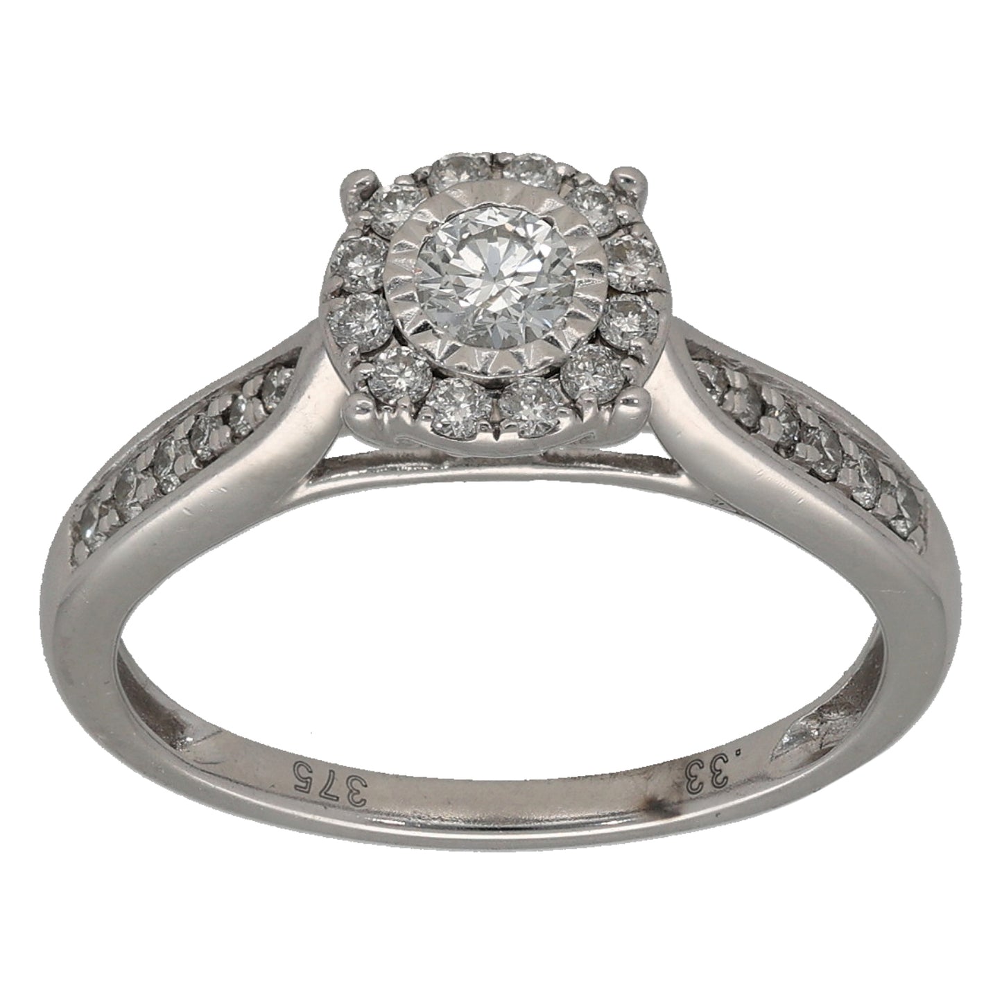 9ct White Gold 0.33ct Diamond Cluster Ring Size L