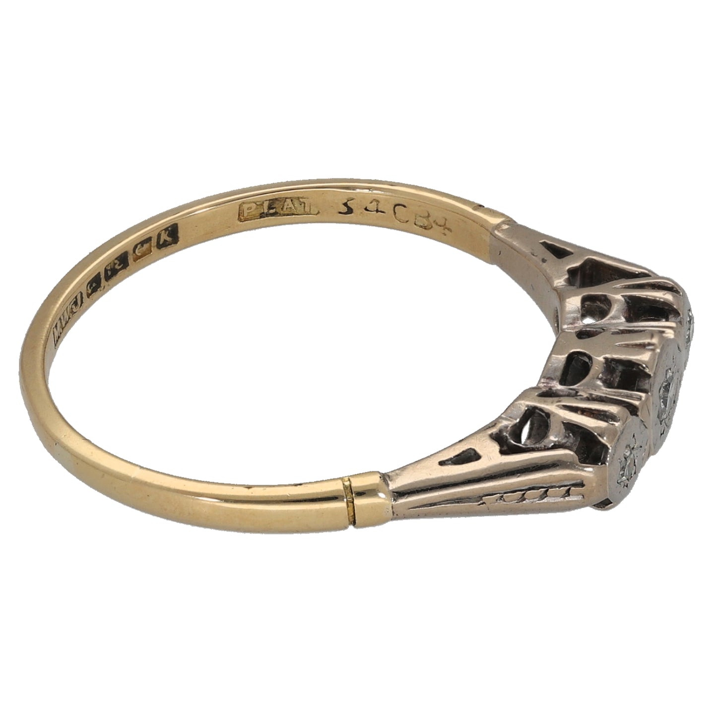 18ct Gold 0.05ct Diamond Trilogy Ring Size P