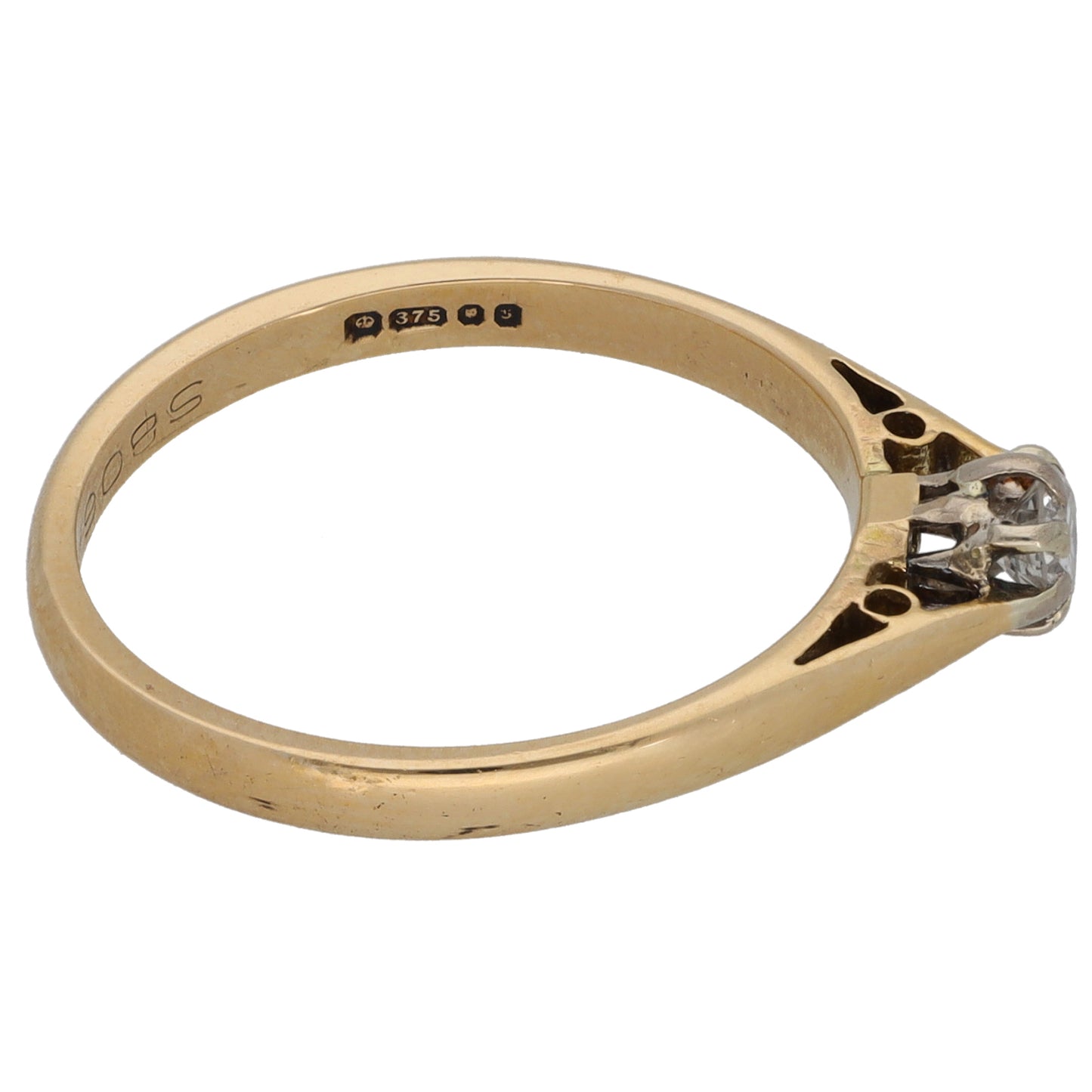 9ct Gold 0.12ct Diamond Solitaire Ring Size M