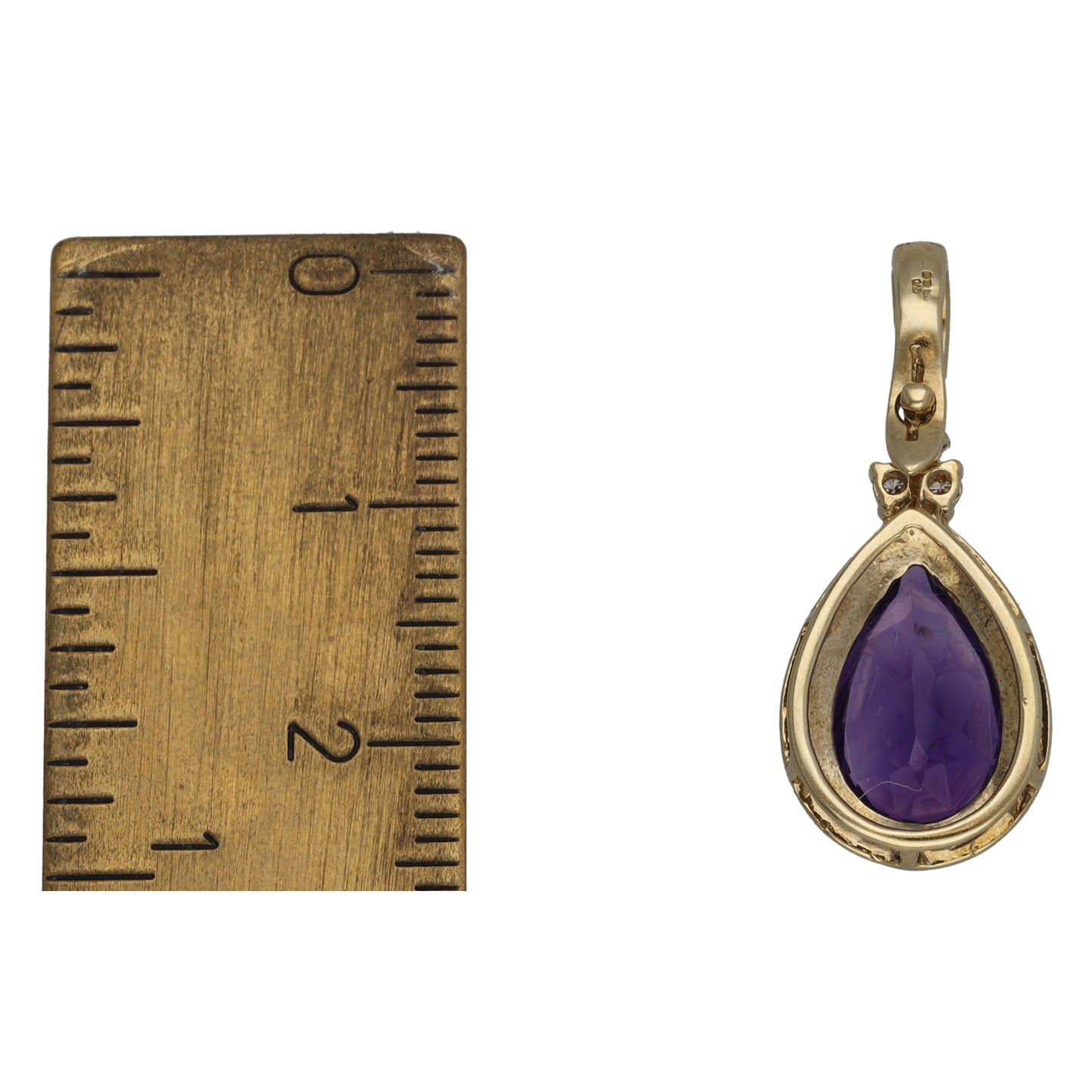 9ct Gold Amethyst & 0.03ct Diamond Dress/Cocktail Pendant