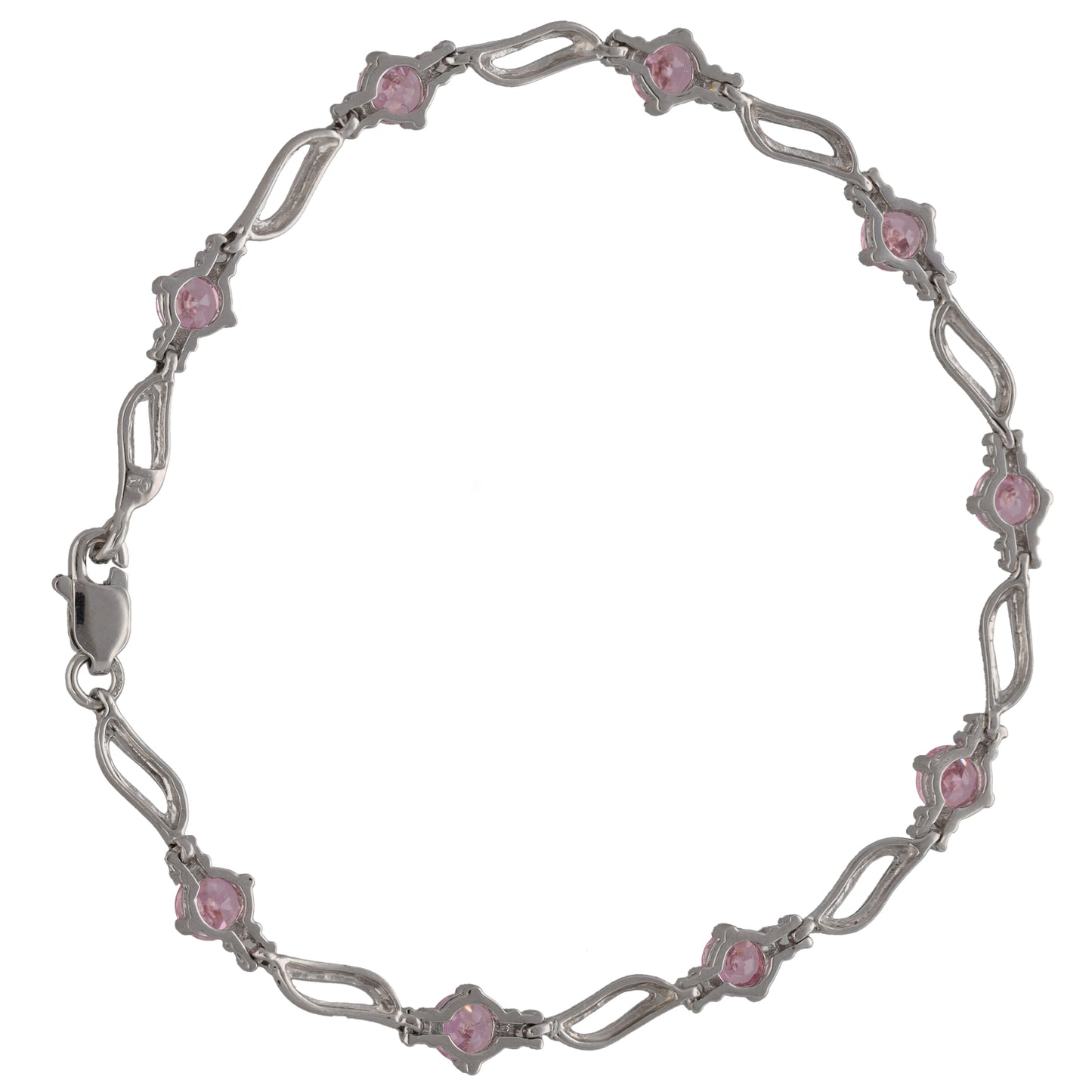 9ct White Gold Cubic Zirconia Fancy Stone Set Bracelet