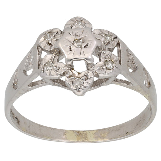 9ct Gold 0.07ct Diamond Cluster Ring Size M