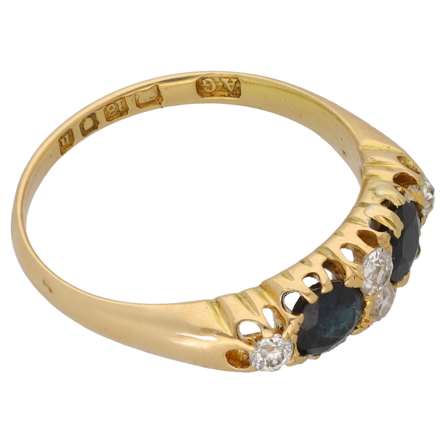 18ct Gold 0.20ct Diamond & Sapphire Dress/Cocktail Ring Size M