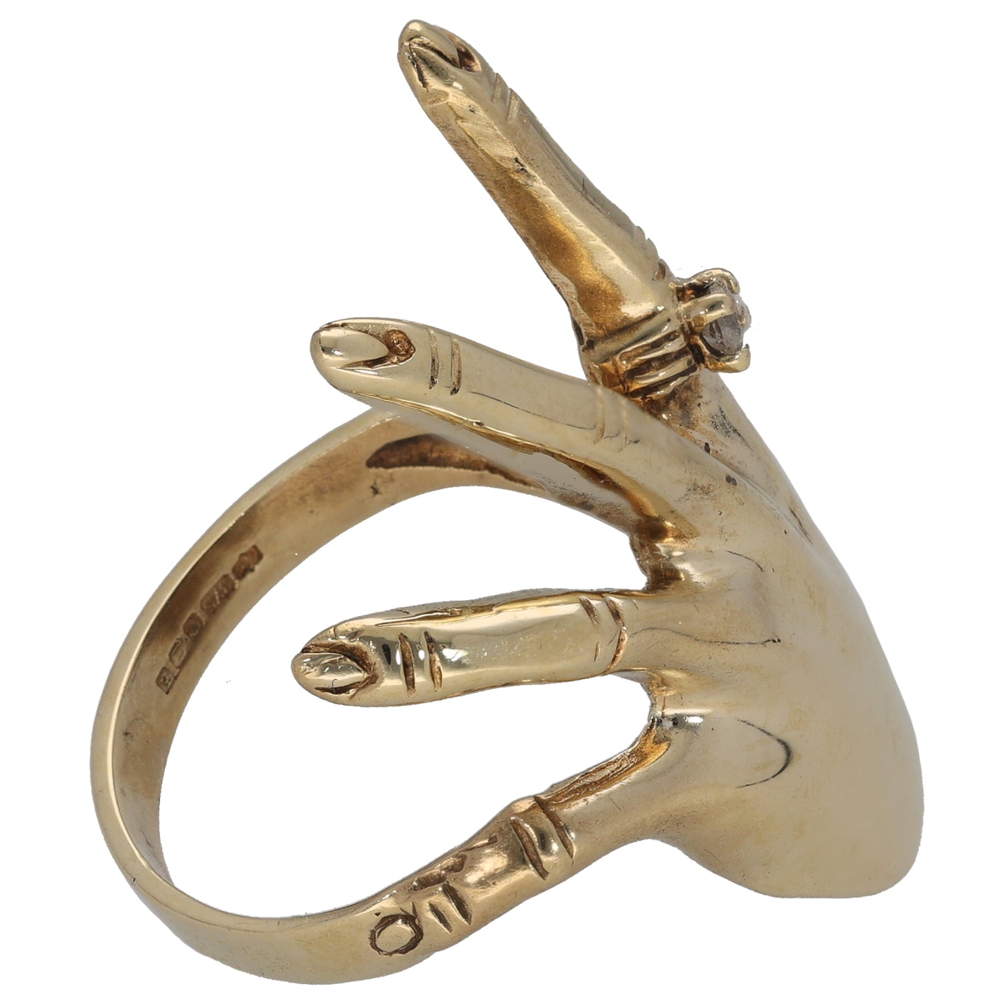 9ct Gold Cubic Zirconia Hand Ring Size S