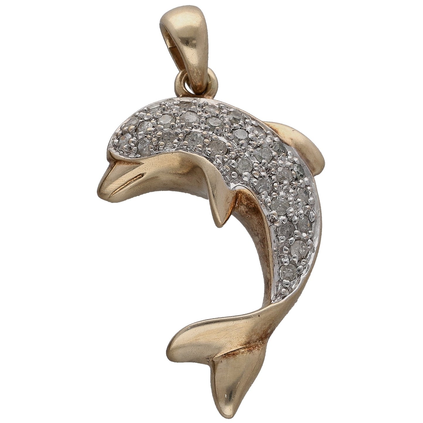 9ct Gold 0.28ct Diamond Dolphin Pendant