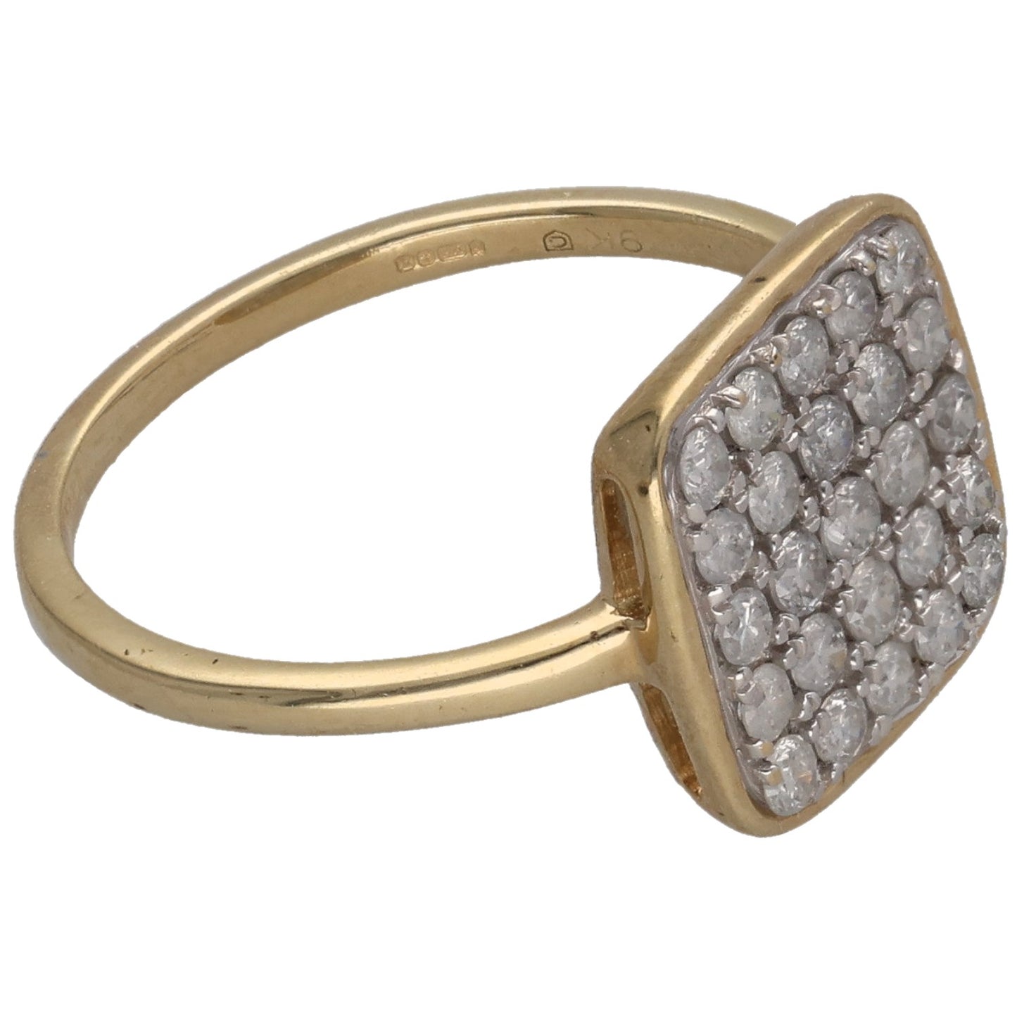 9ct Gold 0.62ct Diamond Dress/Cocktail Ring Size L
