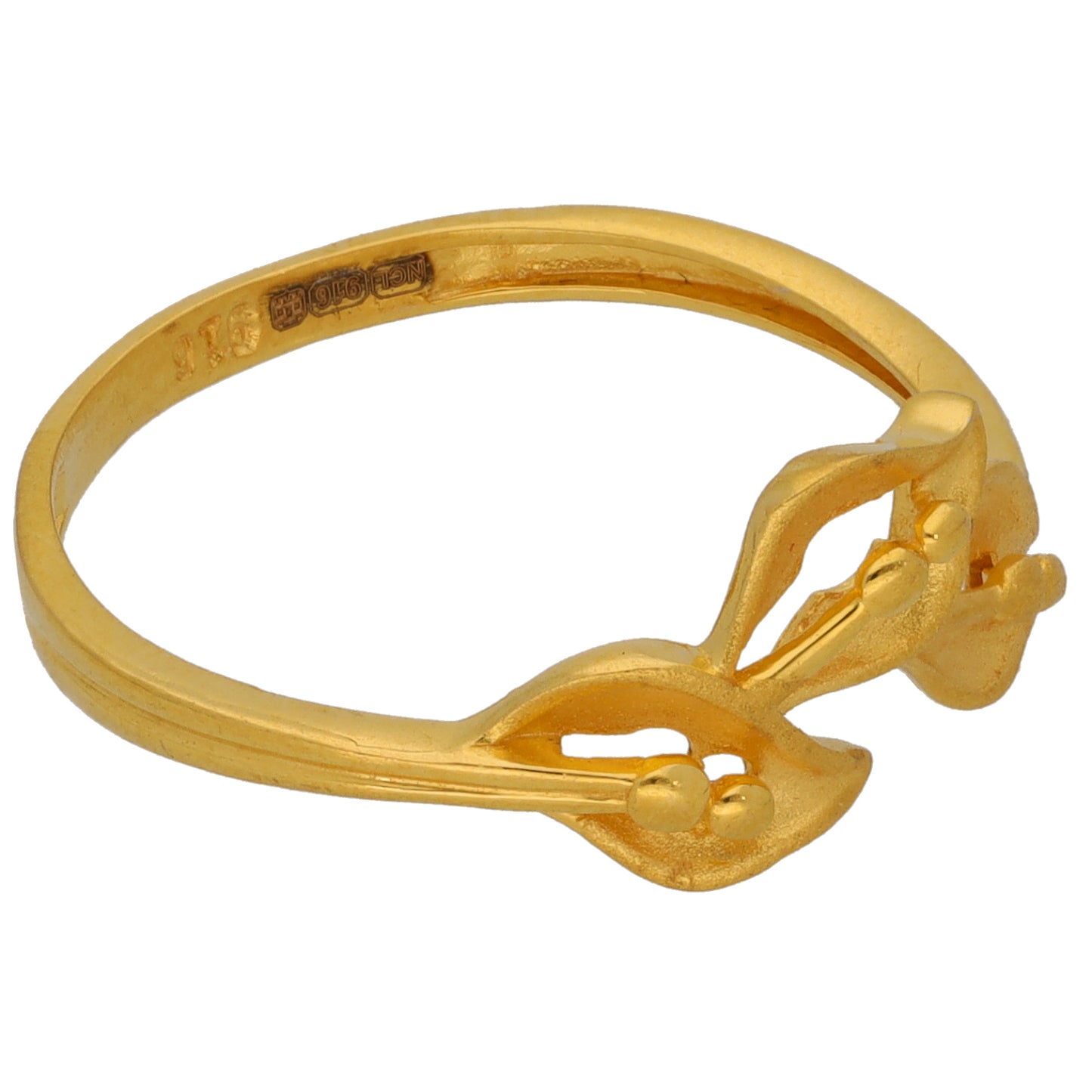 New 22ct Gold 3 Leaf Ring Size P