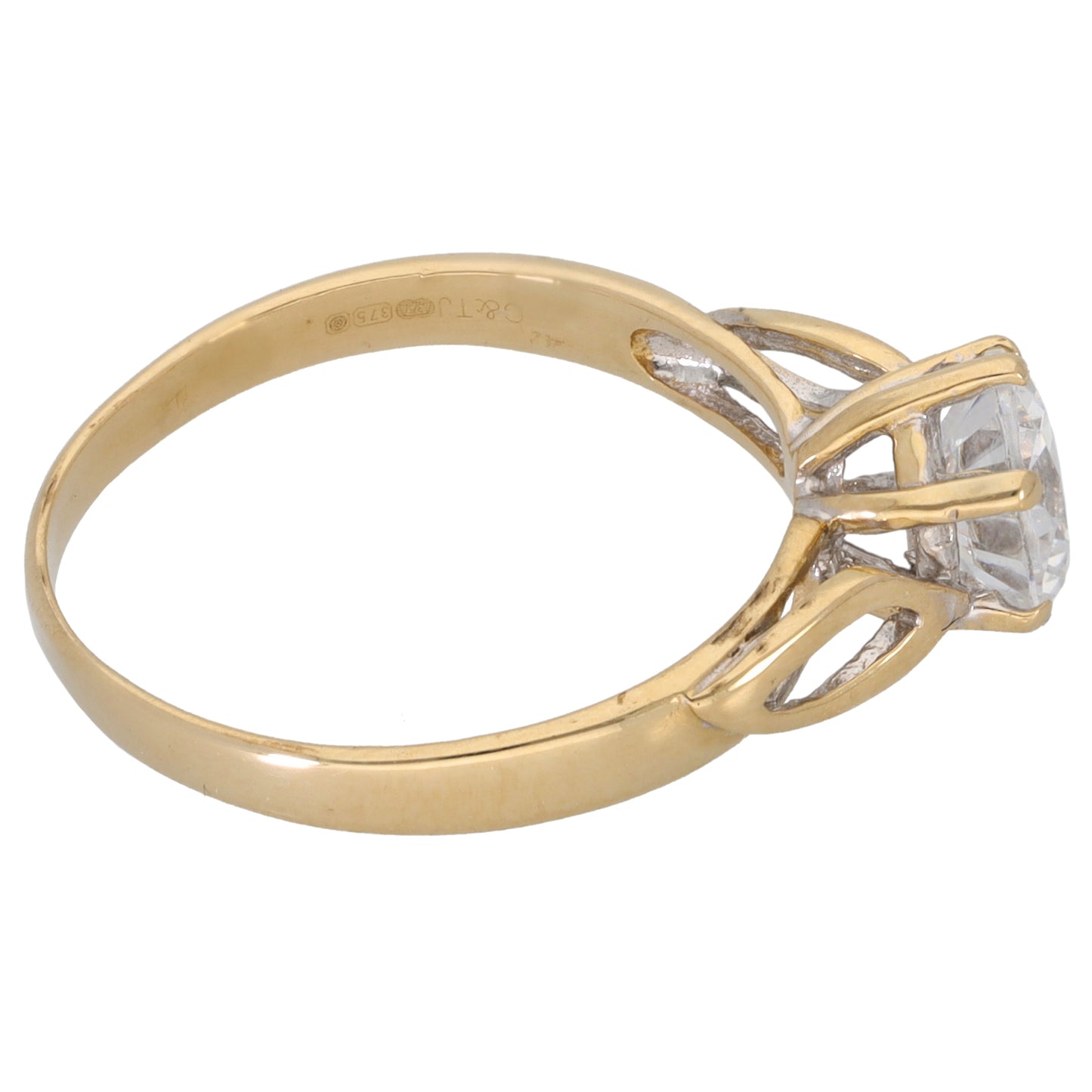 9ct Gold Cubic Zirconia Single Stone Ring Size M