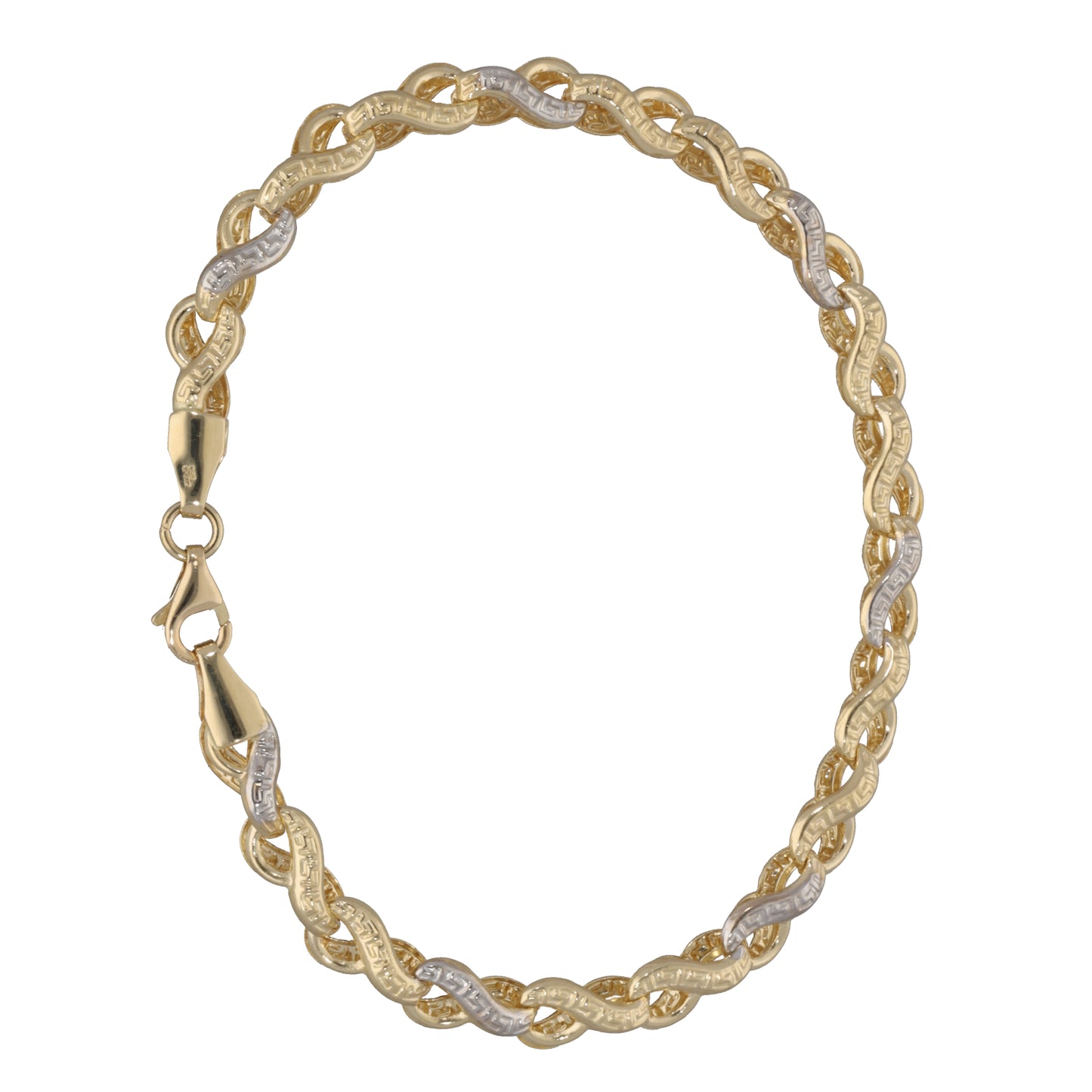 New 14ct Bi-Colour Greek Key Bracelet