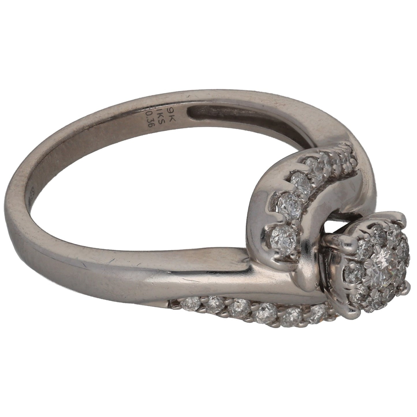 9ct White Gold 0.36ct Diamond Dress/Cocktail Ring Size L