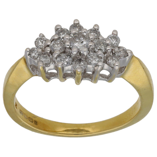9ct Gold 0.50ct Diamond Cluster Ring Size L