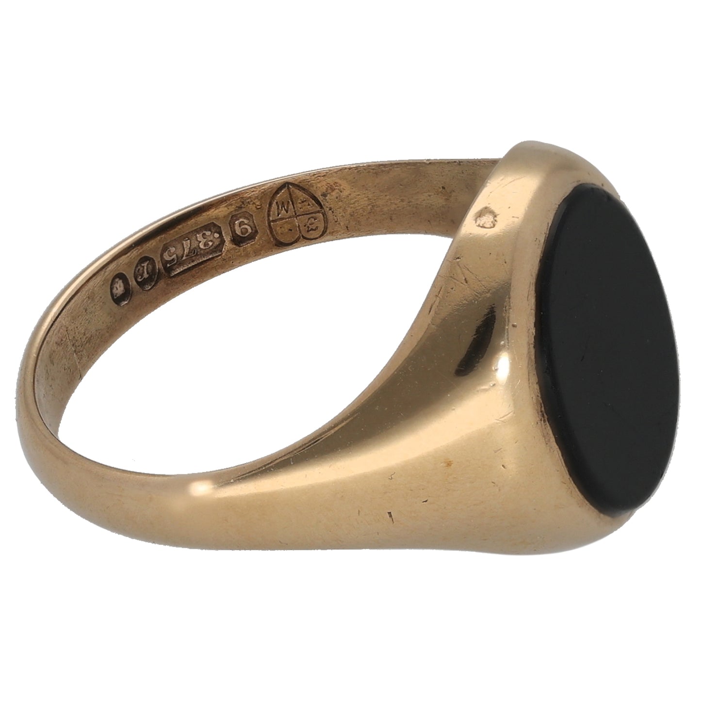9ct Gold Onyx Single Stone Signet Ring Size Q