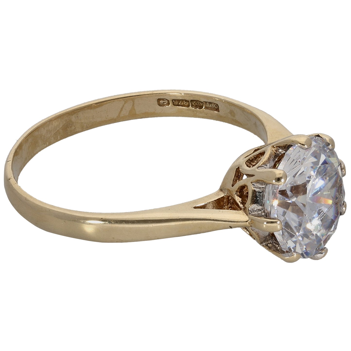 9ct Gold Cubic Zirconia Single Stone Ring Size M