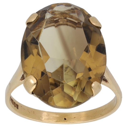9ct Gold Smoky Quartz Single Stone Ring Size N