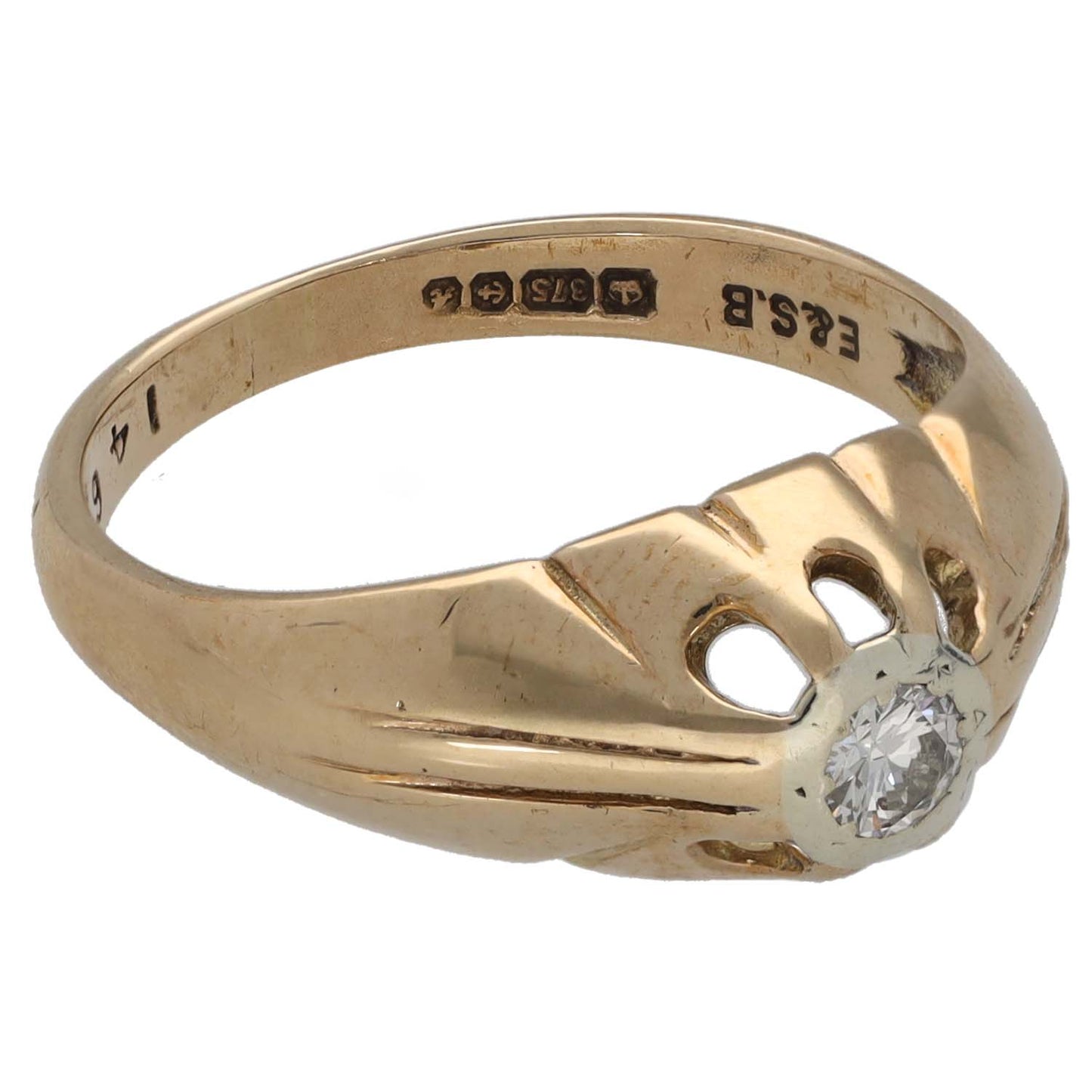 9ct Gold 0.10ct Diamond Solitaire Ring Size O