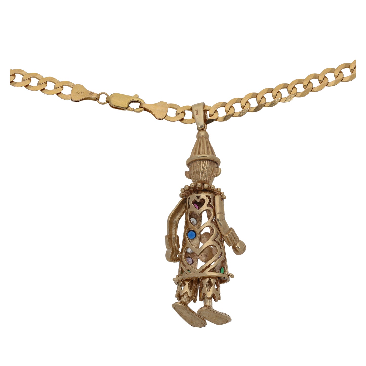 9ct Gold Imitation Clown Pendant With Chain
