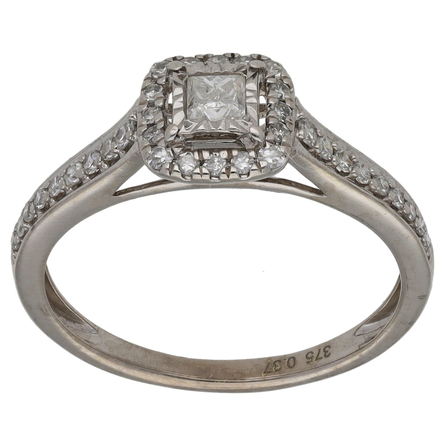 9ct White Gold 0.36ct Diamond Dress/Cocktail Ring Size N