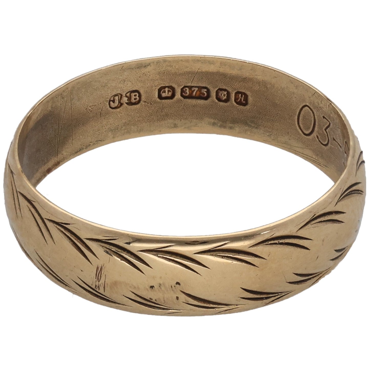 9ct Gold Plain Wedding Ring Size M