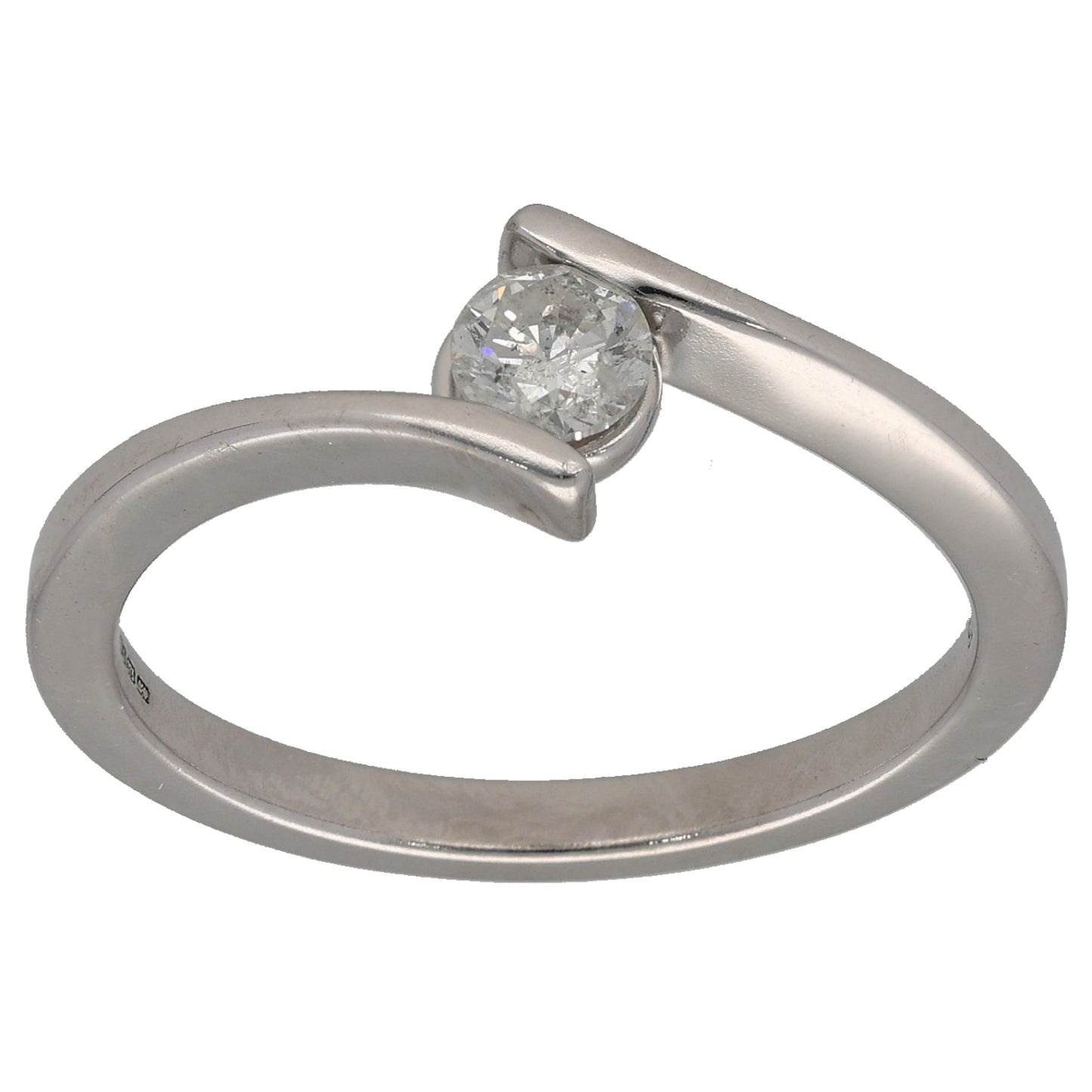 9ct White Gold 0.33ct Diamond Solitaire Ring Size U