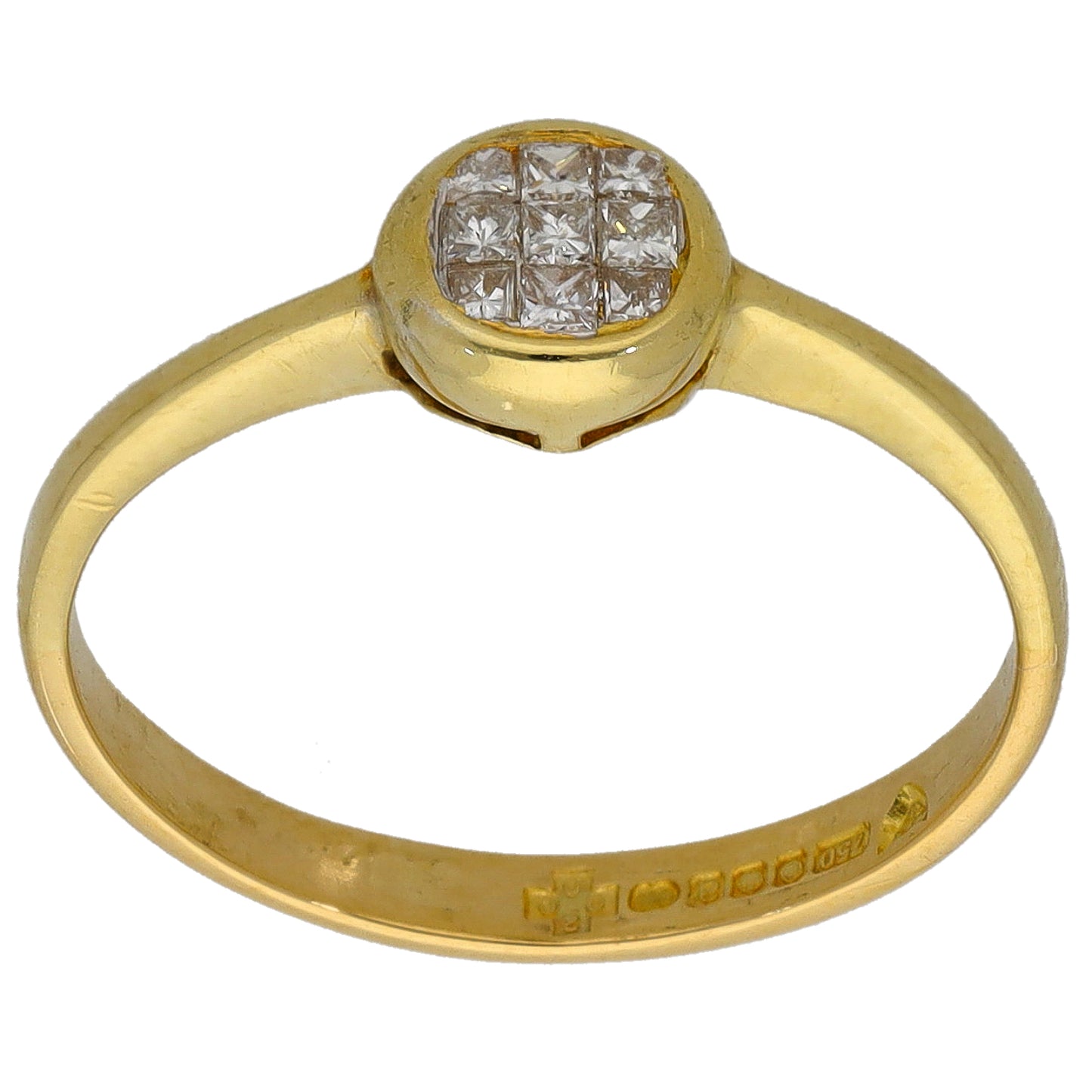 18ct Gold 0.18ct Diamond Cluster Ring Size M