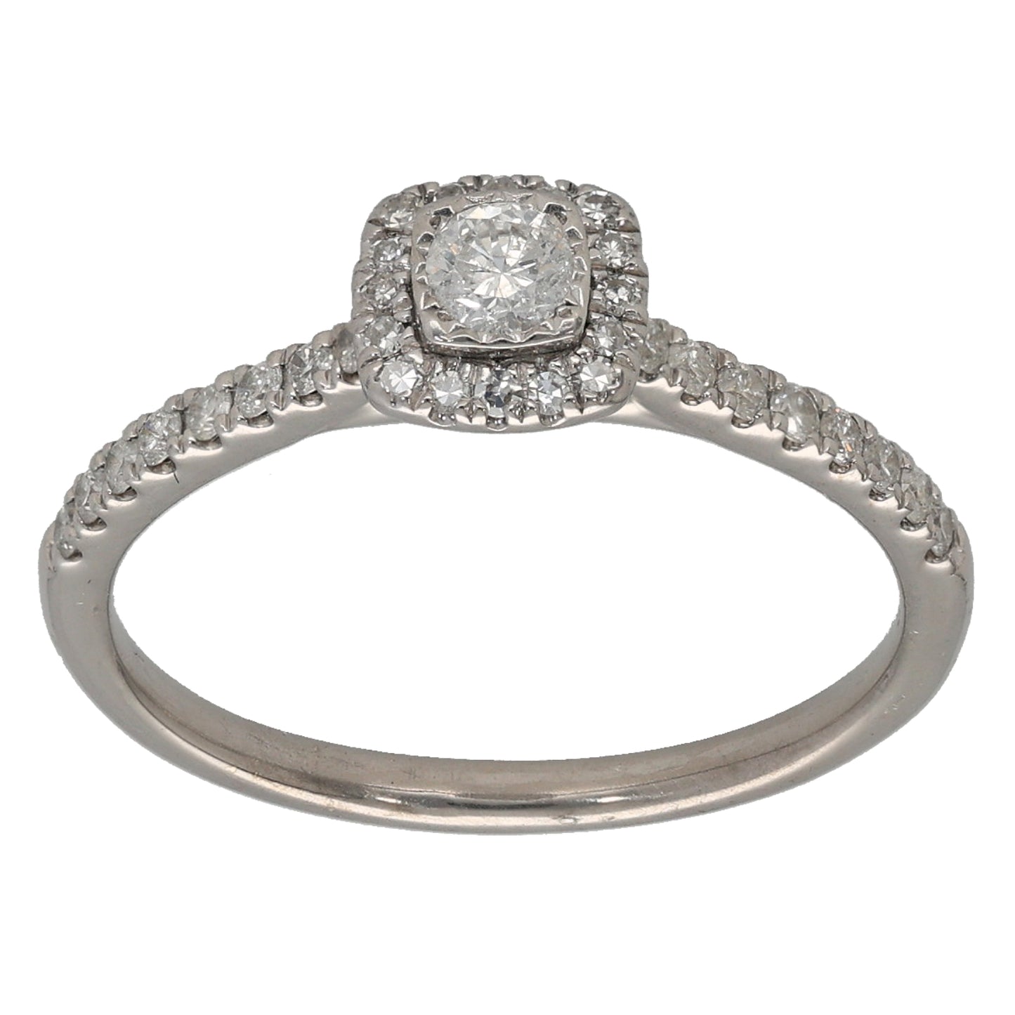 9ct White Gold 0.33ct Diamond Halo Ring Size N