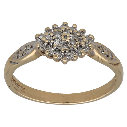 9ct Gold 0.15ct Diamond Cluster Ring Size M