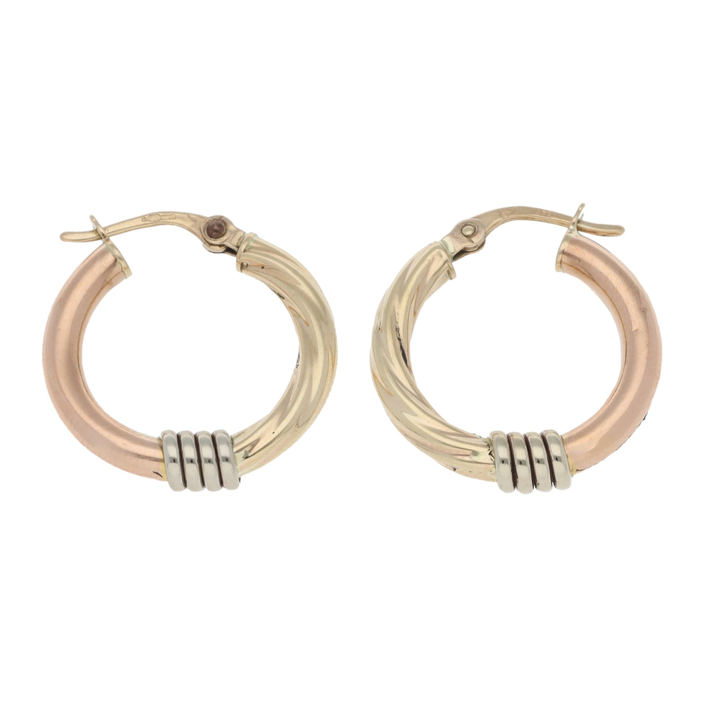 9ct Bicolour Gold Hoop Earrings