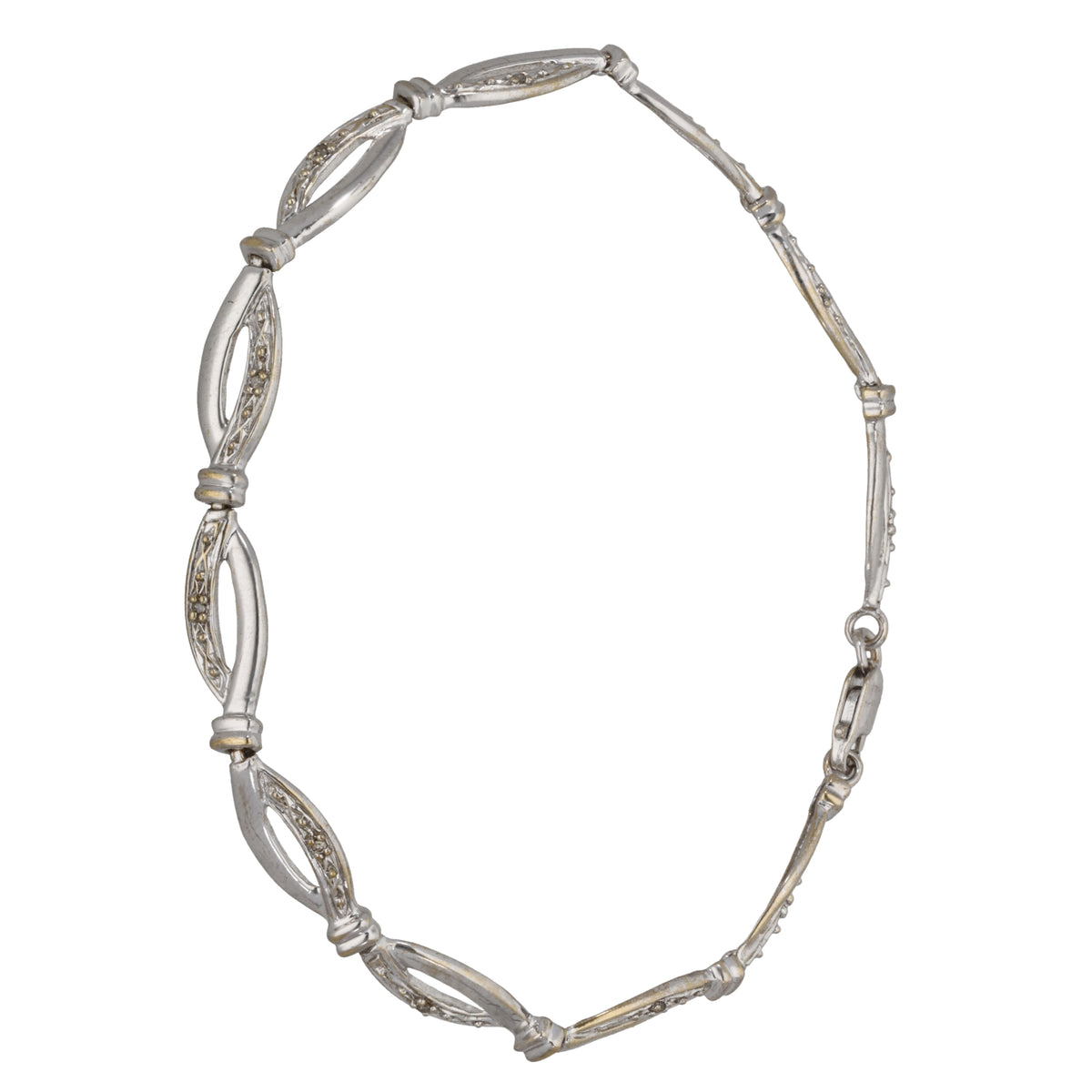 9ct White Gold 0.045ct Diamond Fancy Stone Set Bracelet
